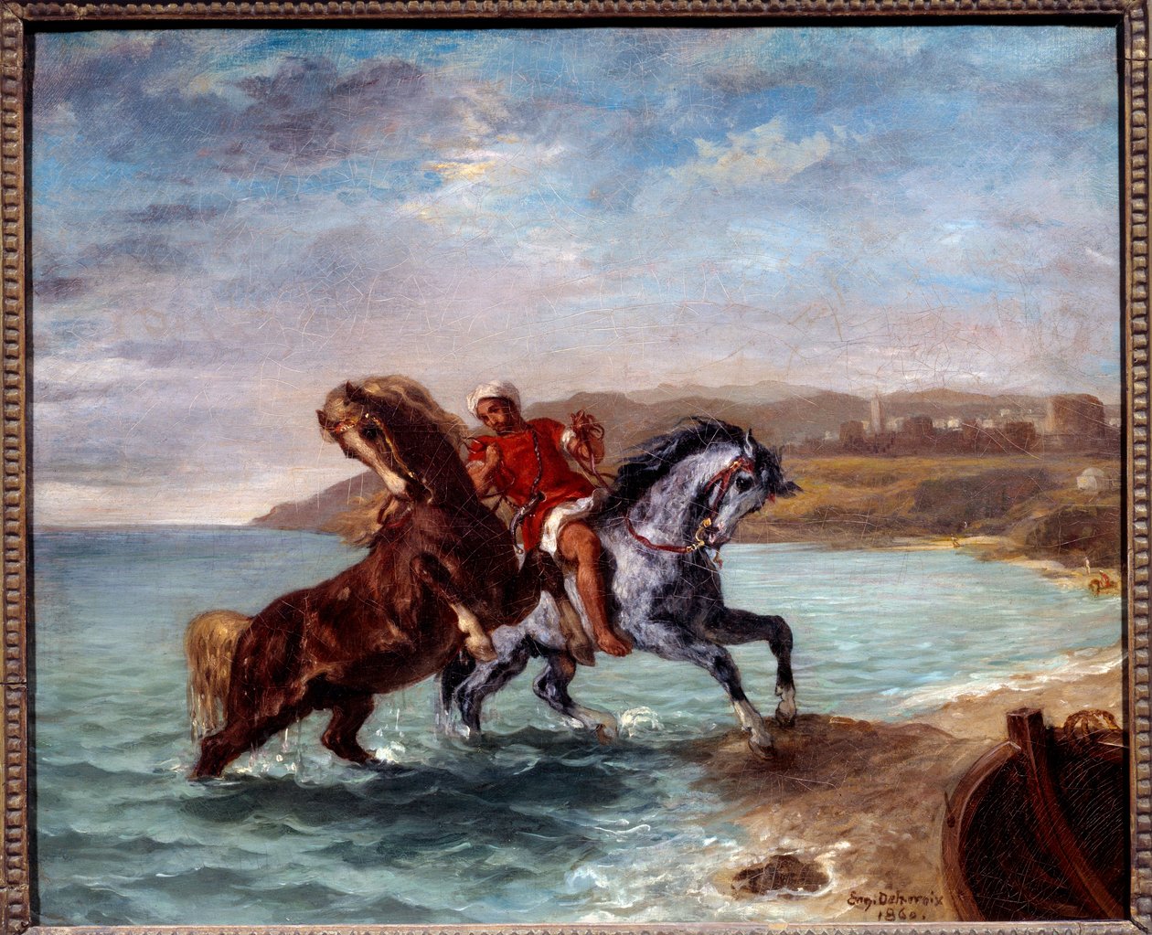 الخيول تخرج من البحر. لوحة ليوجين ديلاكروا (1798-1863) بواسطة فرديناند فيكتور يوجين ديلاكروا