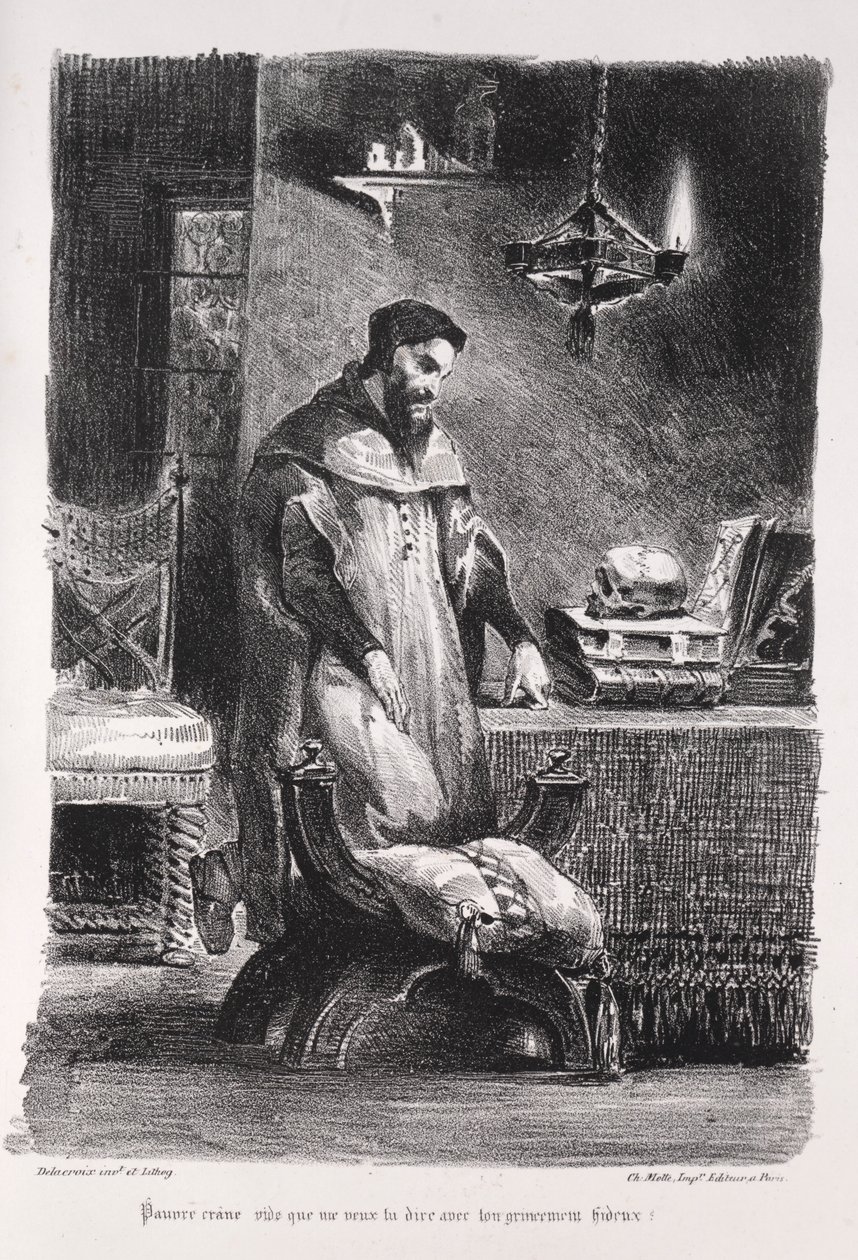 توضيحات لـ Faust: Faust في غرفة تبديل الملابس ، 1828. بواسطة فرديناند فيكتور يوجين ديلاكروا