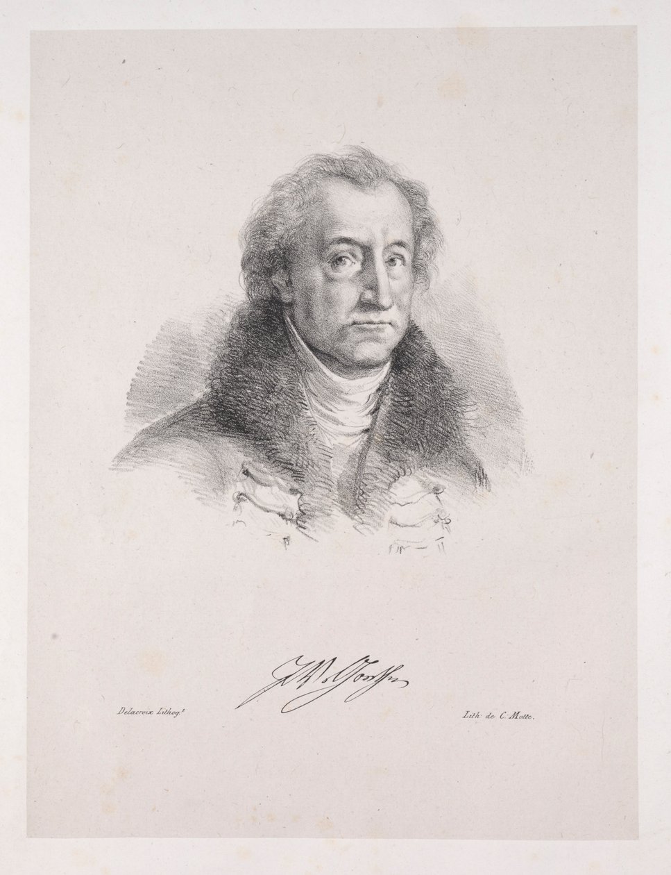 الرسوم التوضيحية لـ Faust: Frontispiece - صورة يوهان فولفجانج فون جوته ، 1828. بواسطة فرديناند فيكتور يوجين ديلاكروا