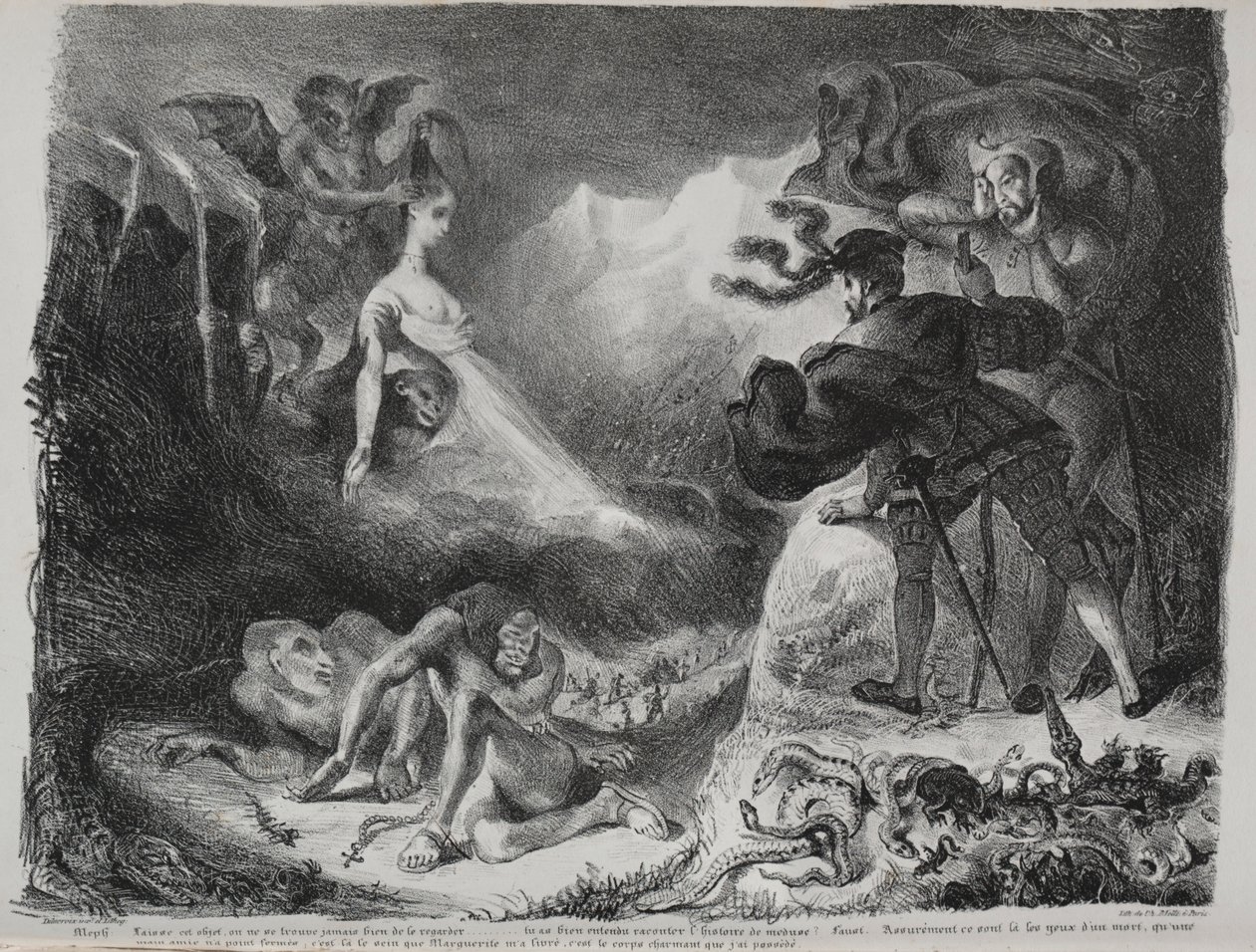 توضيحات لـ Faust: يظهر ظل Marguerites لـ Faust ، 1828. بواسطة فرديناند فيكتور يوجين ديلاكروا