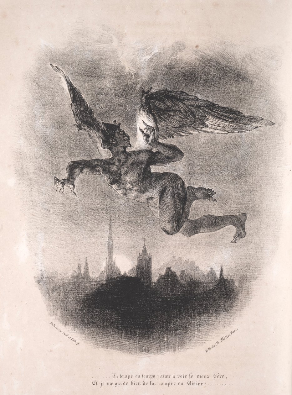 الرسوم التوضيحية لـ Faust: Méphistophélés في الهواء ، 1828. بواسطة فرديناند فيكتور يوجين ديلاكروا