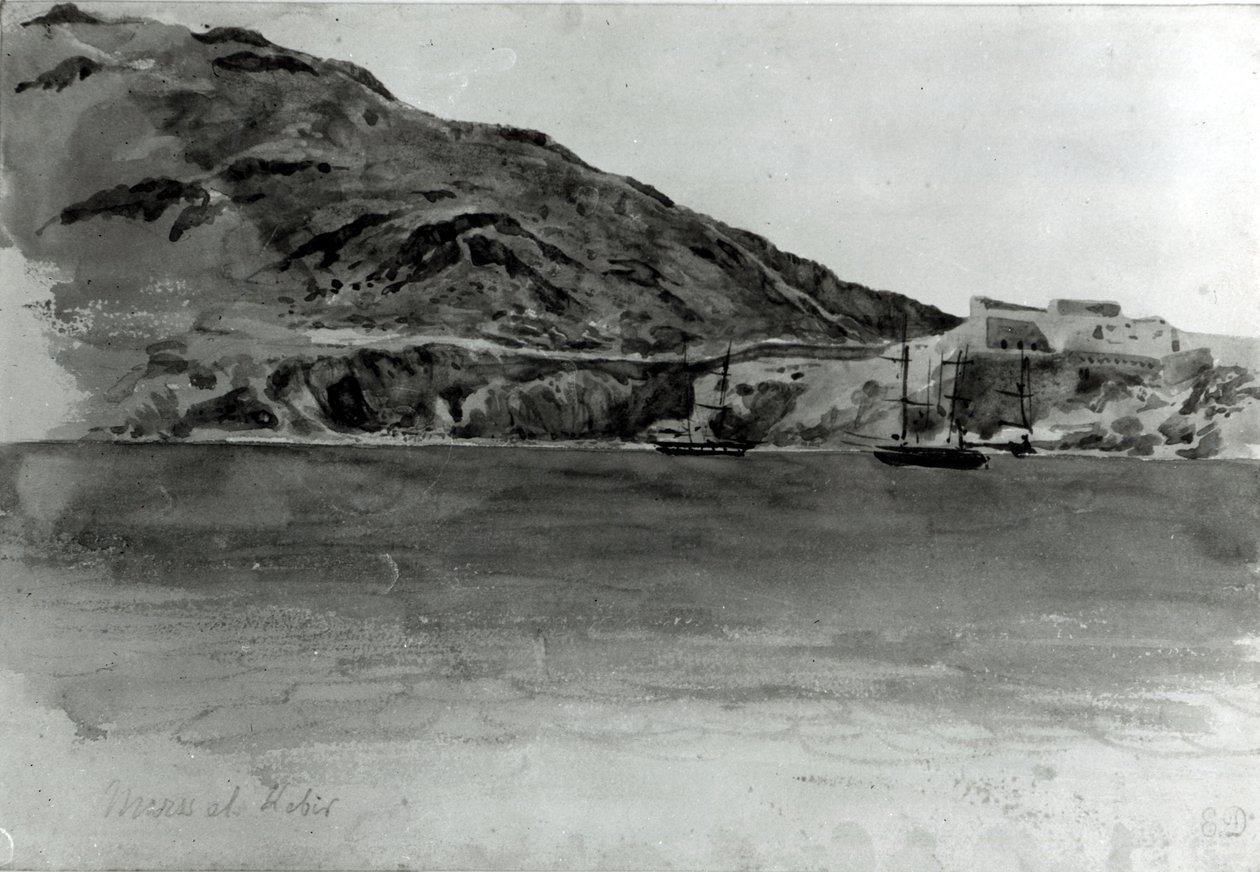 Mers El-Kebir, Algeria (wc on paper) (bw photo) بواسطة فرديناند فيكتور يوجين ديلاكروا