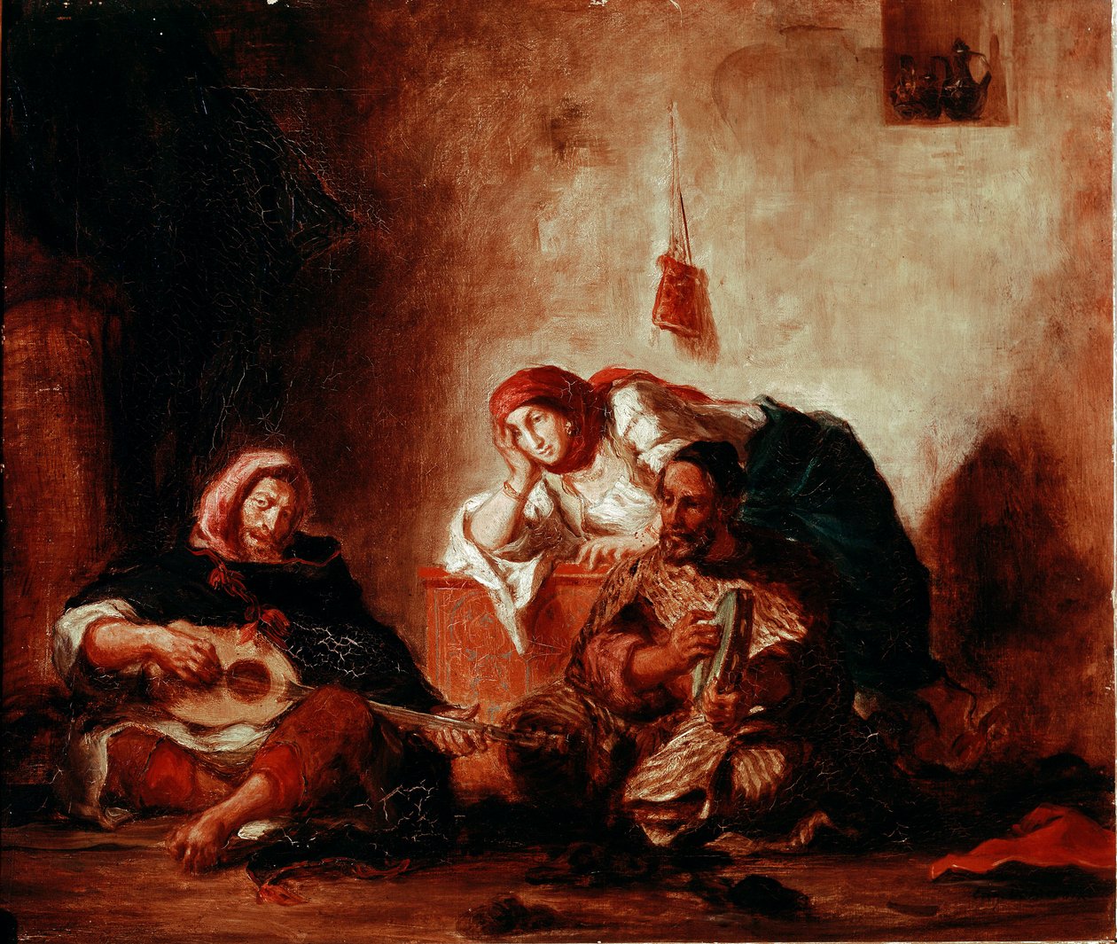 Orientalism: “” Jewish Musicians of Mogador, Morocco”” Painting by Eugene Delacroix (1798-1863) 19th century Sun. 046x0,55 m Paris, Musee du Louvre بواسطة فرديناند فيكتور يوجين ديلاكروا
