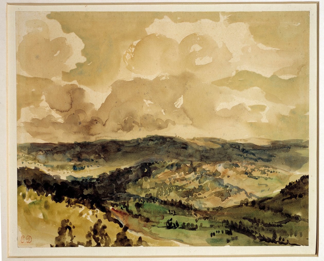 منظر بانورامي للتلال المشجرة حول Croze Watercolor بواسطة Eugene Delacroix (1798-1863) حوالي 1855 Sun. 0،21 × 0،26 م باريس. متحف اللوفر بواسطة فرديناند فيكتور يوجين ديلاكروا