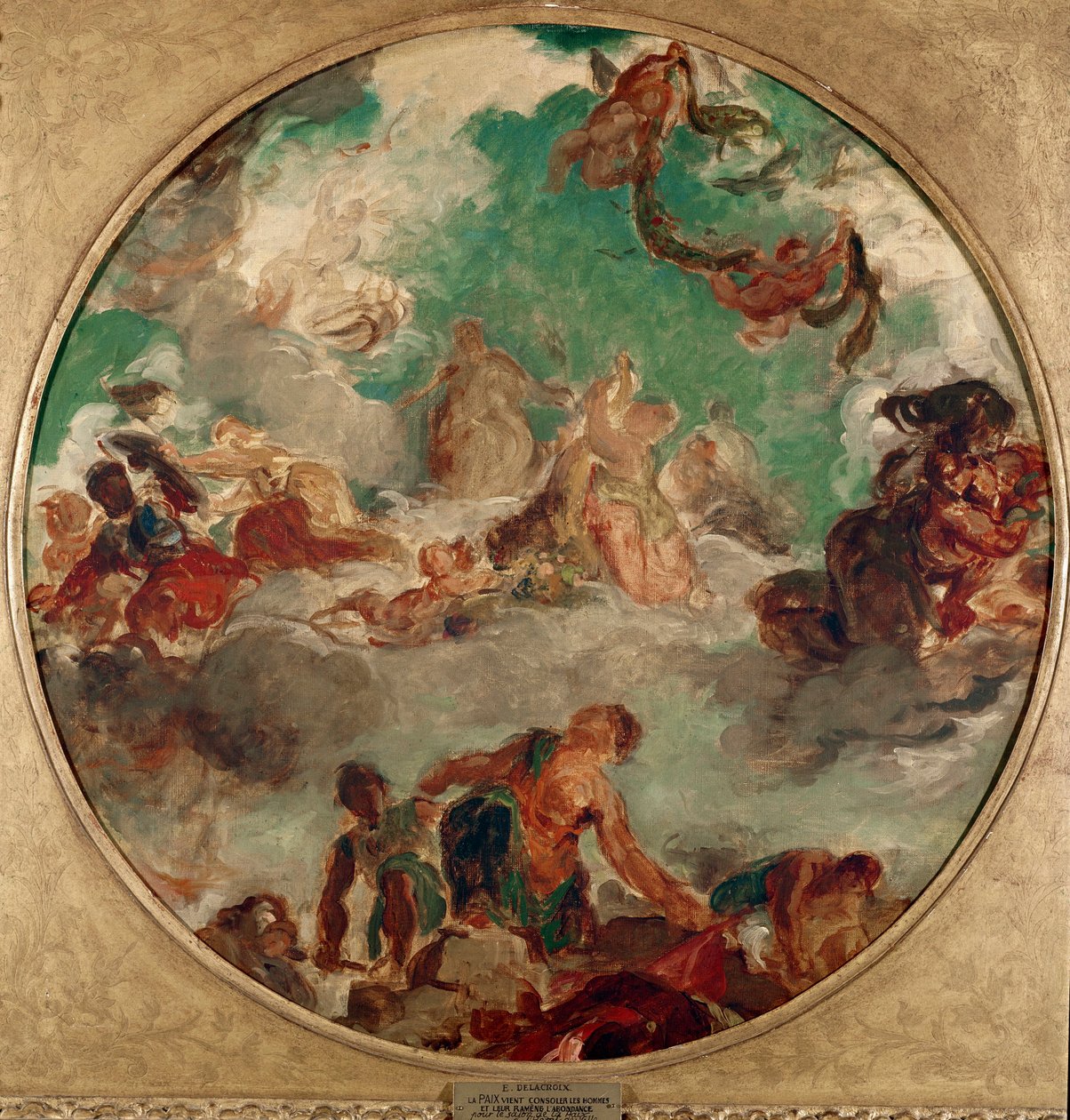 جاء السلام لتعزية الرجال واستعادة وفرة الرسم بواسطة يوجين ديلاكروا (1798-1863) 1849-1854 ديم. 78 سم باريس ، متحف كارنافاليت بواسطة فرديناند فيكتور يوجين ديلاكروا