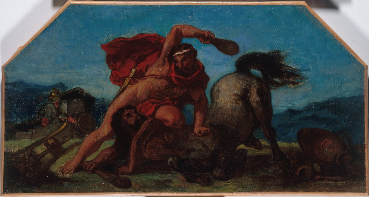 رسم تخطيطي لصالون السلام في فندق الفيل بباريس: هرقل يقتل القنطور نيسوس، بين عامي 1849 و1852 (زيت على قماش) بواسطة فرديناند فيكتور يوجين ديلاكروا