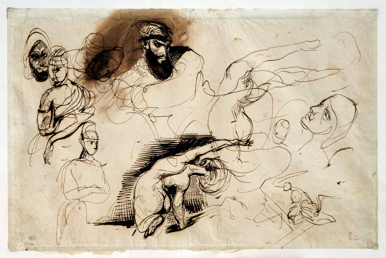 دراسة عن وفاة ساردانابالي. رسم بواسطة يوجين ديلاكروا (1798-1863) بواسطة فرديناند فيكتور يوجين ديلاكروا