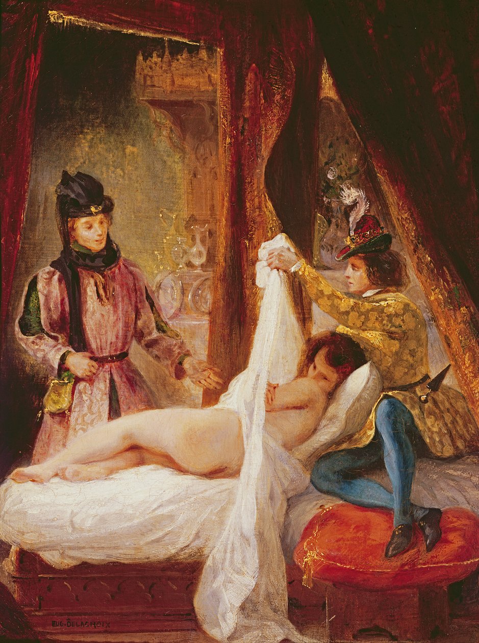 The Duc d'Orleans يعرض عشيقته إلى Duc de Bourgogne (زيت) بواسطة فرديناند فيكتور يوجين ديلاكروا