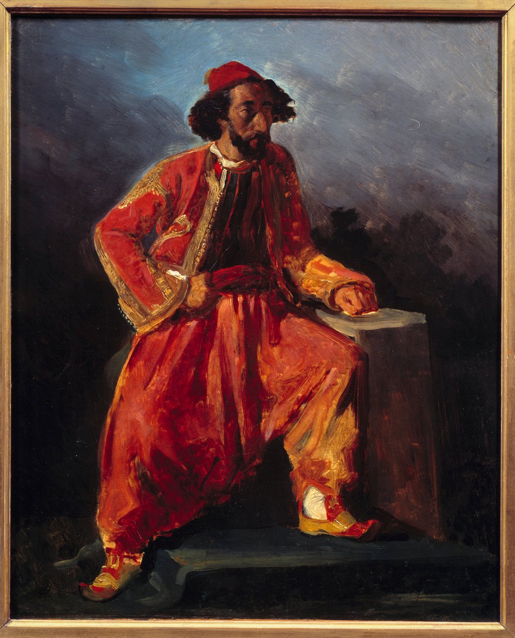 جلوس تركي. افترض صورة بول بارويلهيت (1805 - 1871) فنان غنائي. لوحة ليوجين ديلاكروا (1798-1863) بواسطة فرديناند فيكتور يوجين ديلاكروا