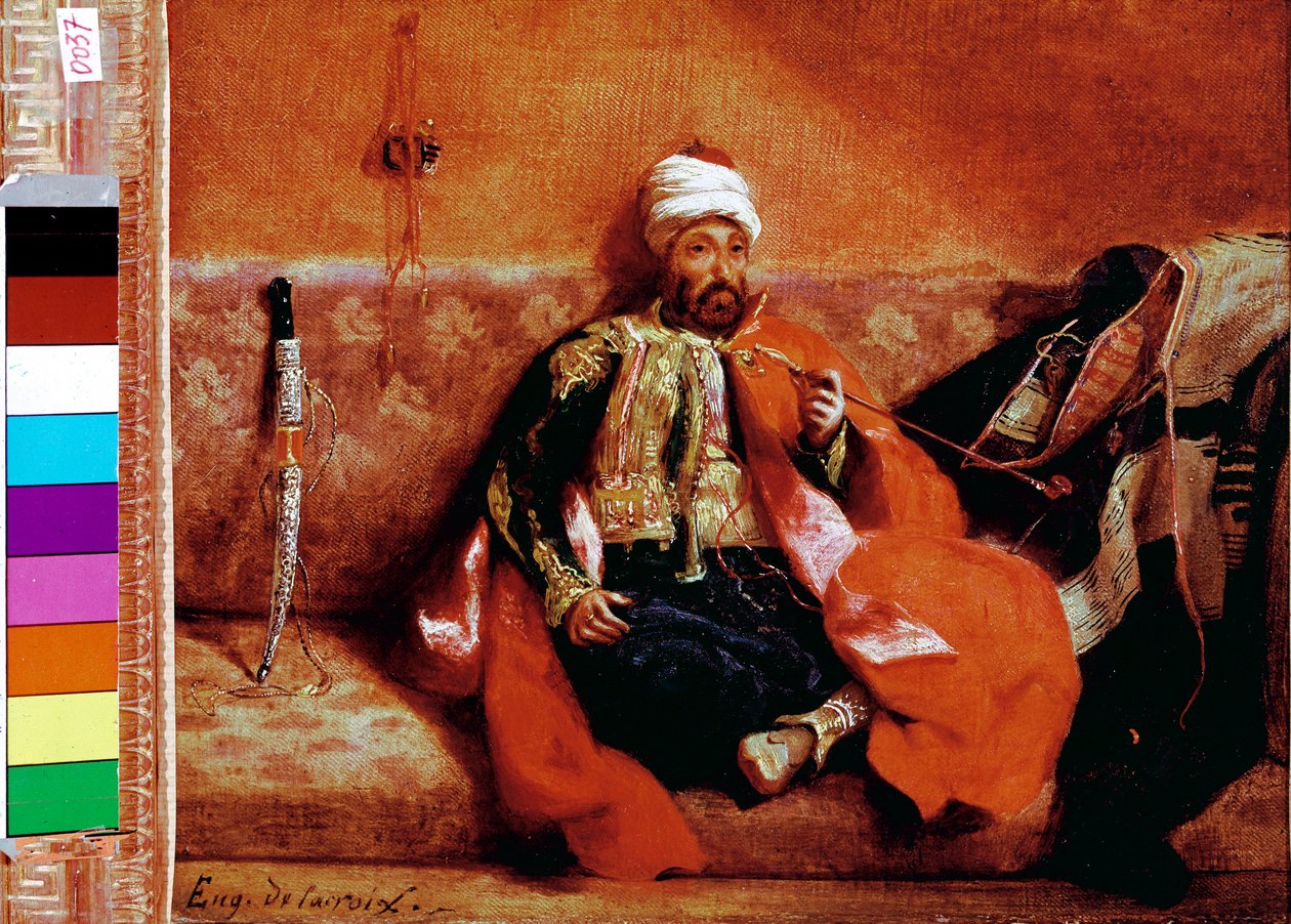 تدخين تركي على الأريكة. لوحة ليوجين ديلاكروا (1798-1863) بواسطة فرديناند فيكتور يوجين ديلاكروا
