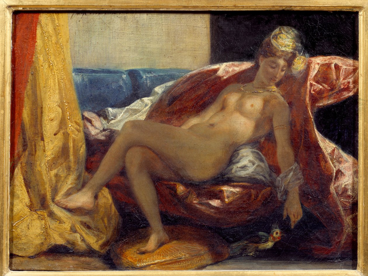 امرأة تنحت ببغاء. لوحة ليوجين ديلاكروا (1798-1863) بواسطة فرديناند فيكتور يوجين ديلاكروا