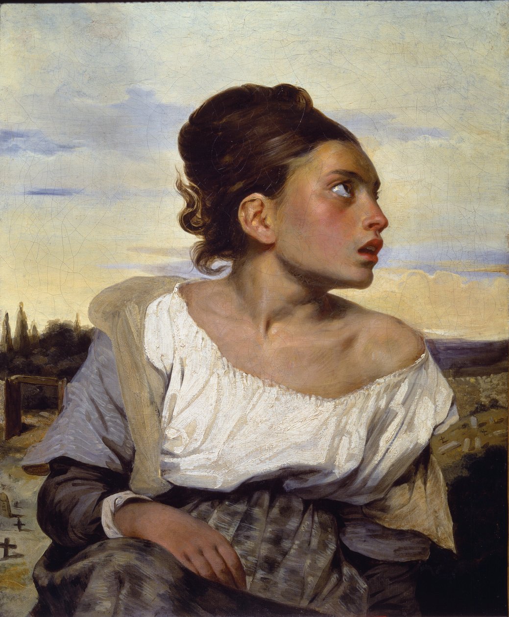 Young orphan at the cemetery - oil on canvas بواسطة فرديناند فيكتور يوجين ديلاكروا