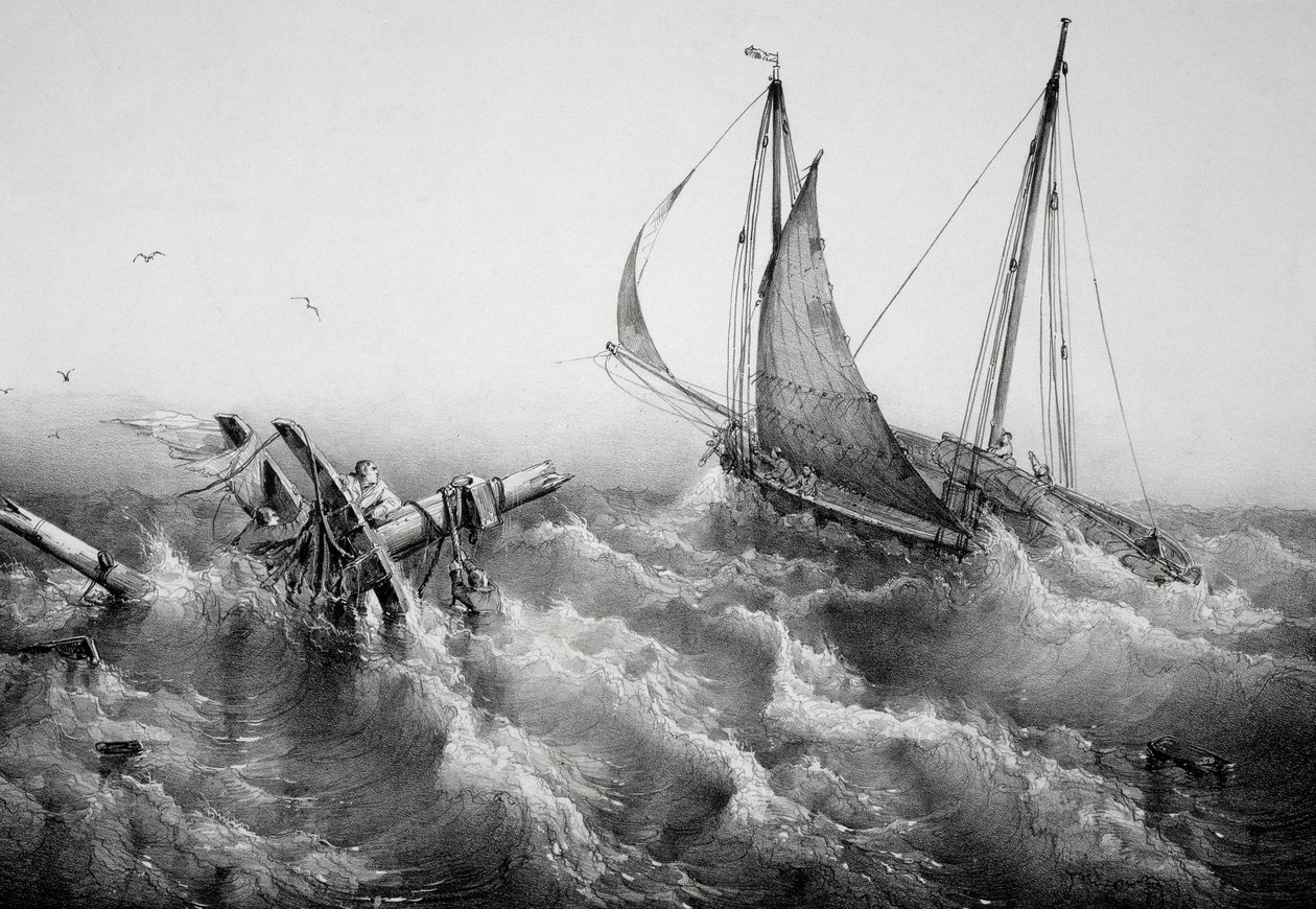 بعد العاصفة ، بقلم فرديناند بيرو (1808-1841) ، مطبوعة حجرية بواسطة فرديناند فيكتور بيروت