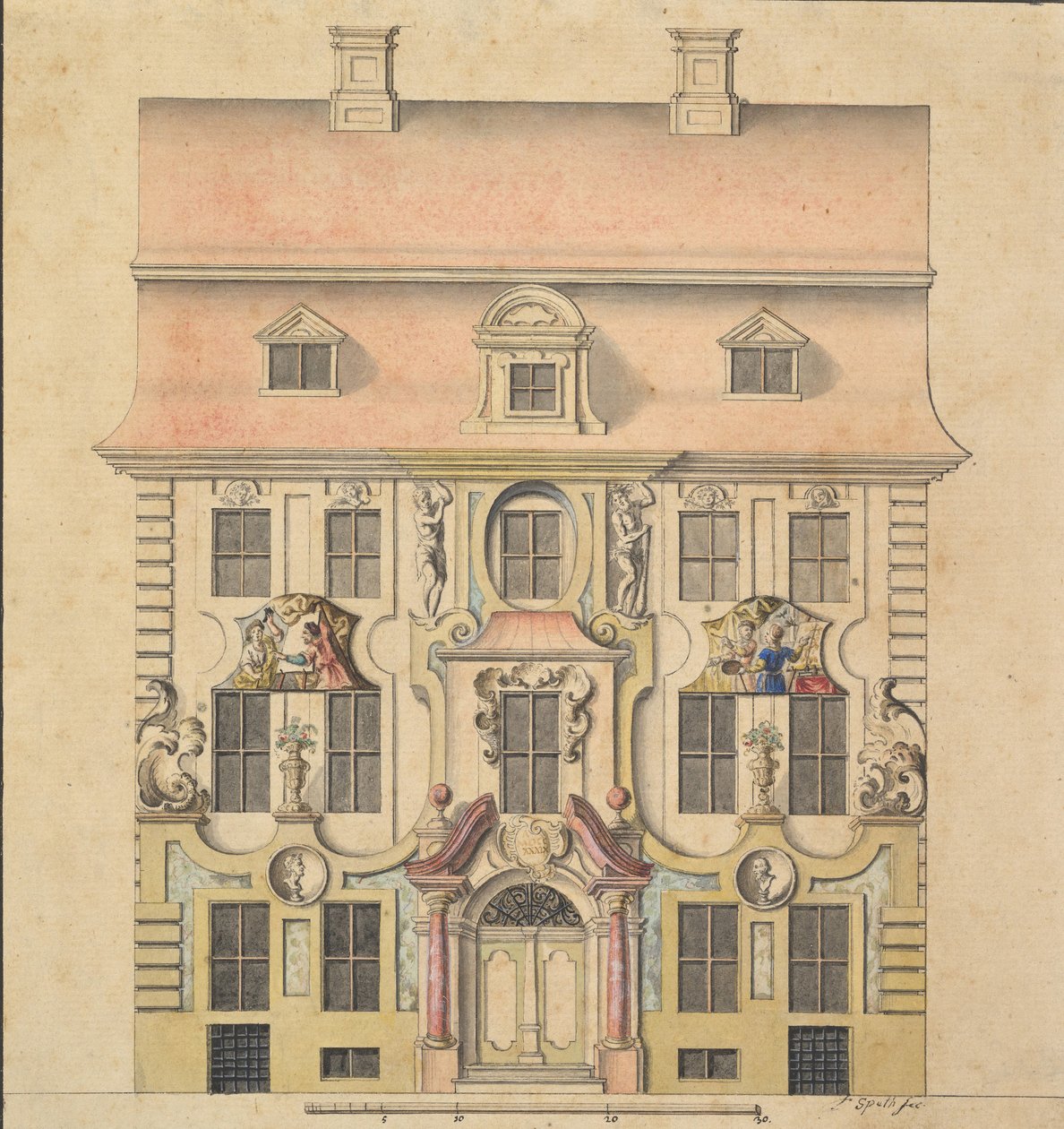 التصميم المعماري للواجهة ، 1739-69. بواسطة فيرينك سبيث
