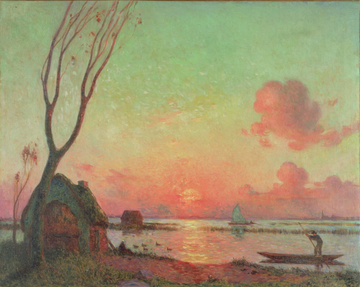 غروب الشمس في Grande Briere ، c.1910 بواسطة فرناند لوين دو بويجودو