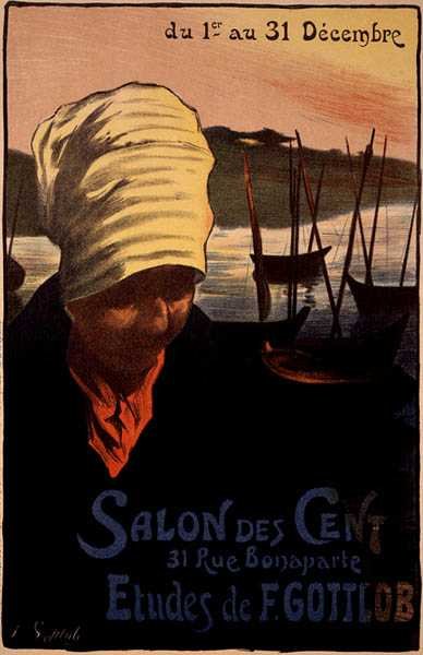 استنساخ ملصق إعلاني عن "Salon des Cent" ، شارع بونابرت ، باريس بواسطة فرناند لويس جوتلوب