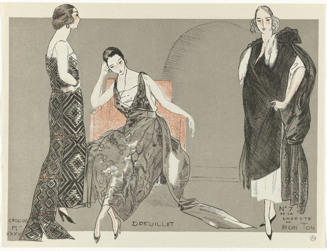 جازيت دو بون تون ، 1920 - رقم 7 ، Croquis Pl. XXXV: Doeuillet (العنوان على الكائن) بواسطة فرناند سيميون