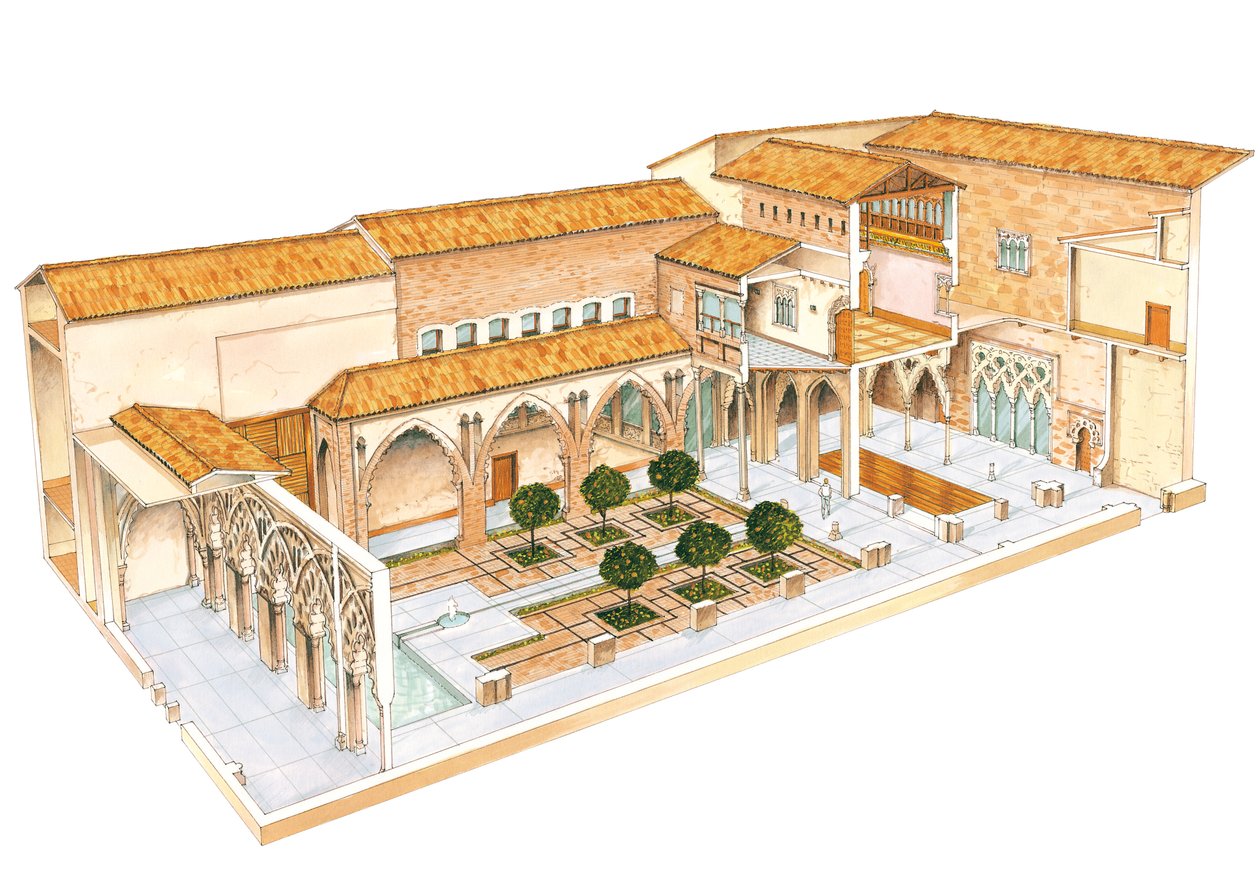 الجعفرية. سرقسطة ، إسبانيا. القصر الإسلامي. فناء سانتا إيزابيل. بواسطة فرناندو أزنار سينامور