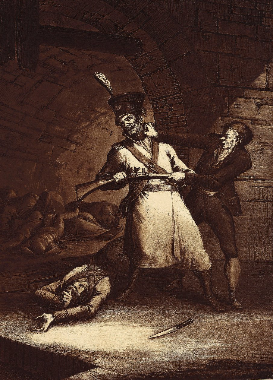 خوسيه دي لا هيرا يثور ضد أحد جنود الجيش النابليوني ، ج. 1812-13 (حفر) بواسطة فرناندو برامبيلا