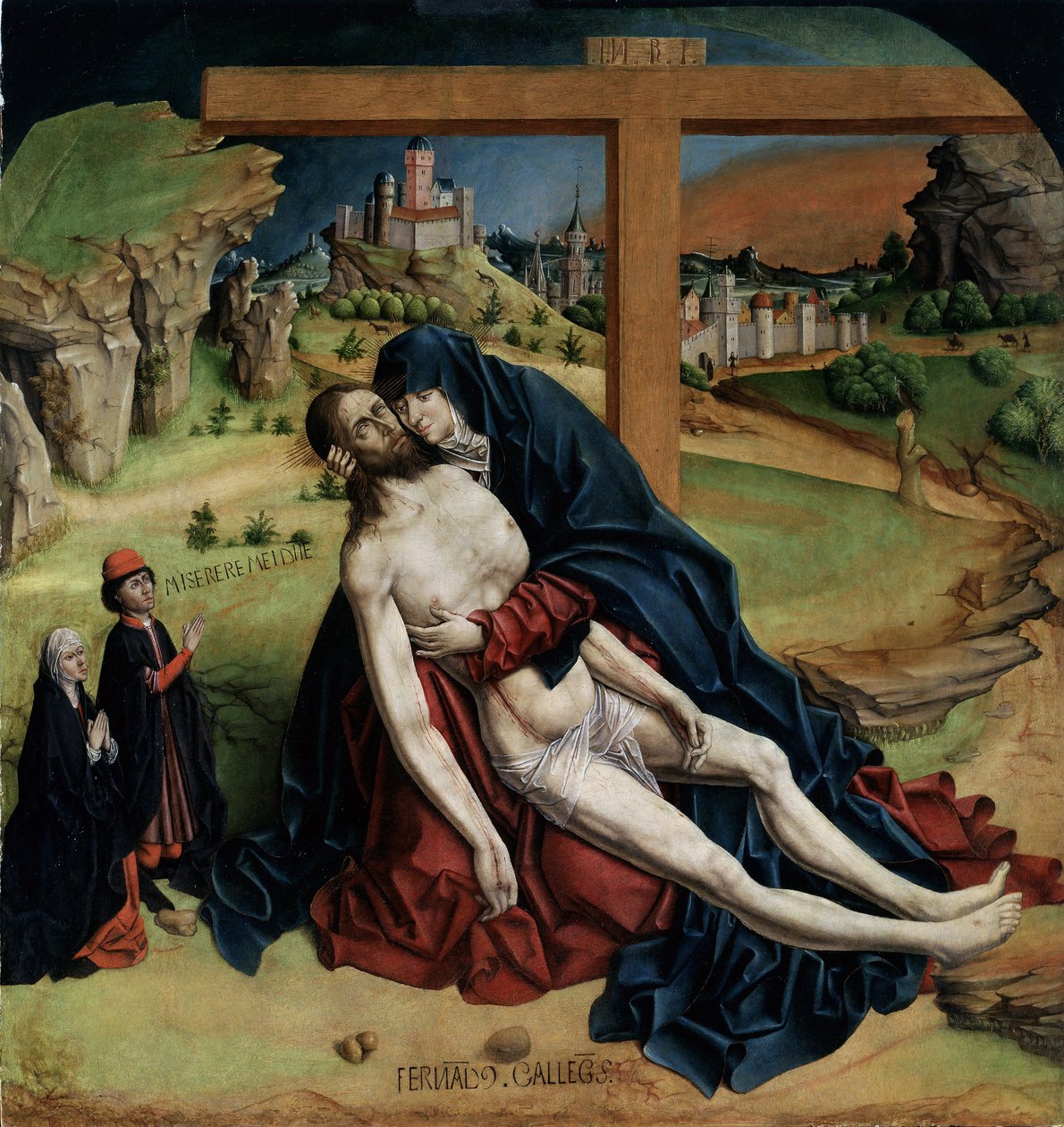 Vierge de pitie - (Pieta) Peinture de Fernando Gallego (الآية 1440-1507) 1470 Dim. 1.25x1.09 م مدريد ، متحف برادو بواسطة فرناندو جاليجو