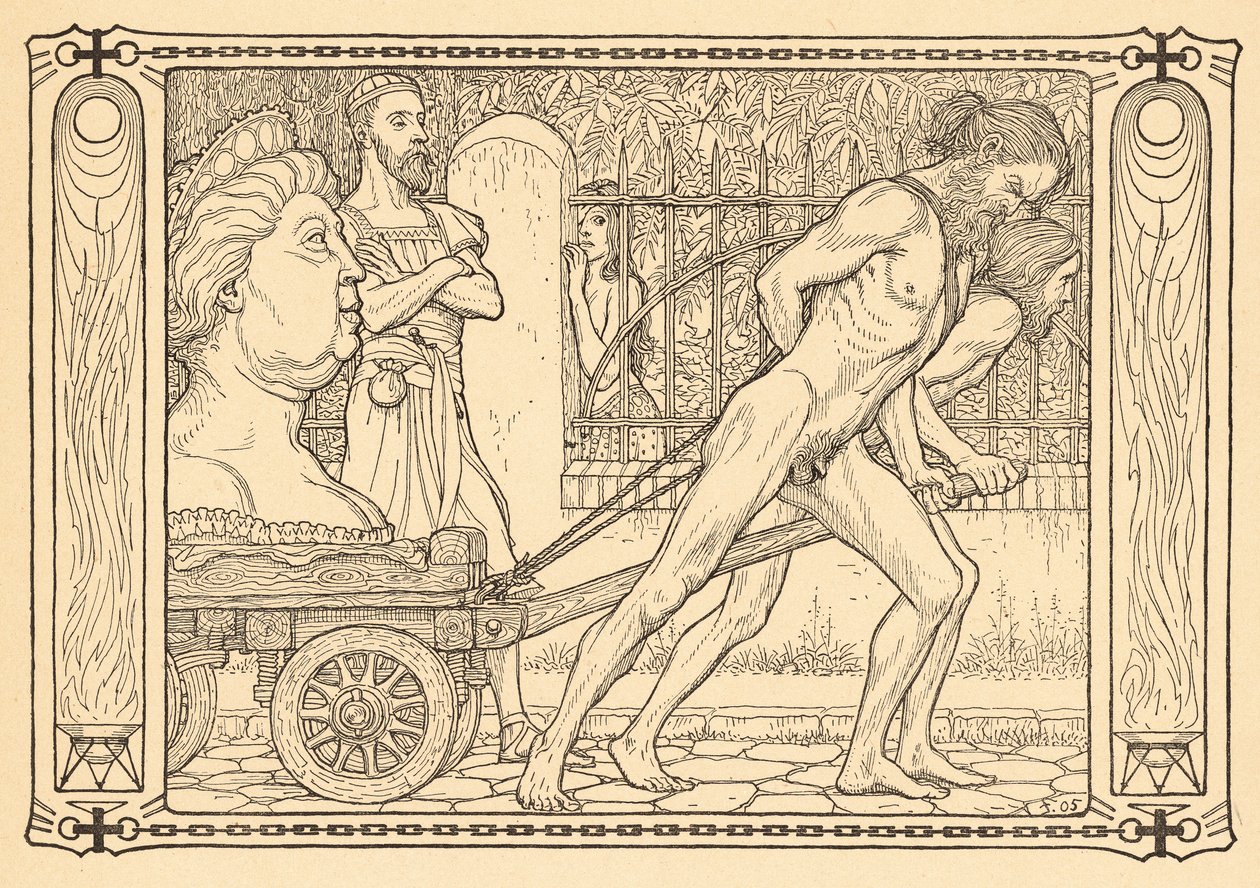 قبل عربة الاعتيادية ، اللوحة 3 ، من محفظة "Lebenszeichen" ، حانة. 1908 في برلين بواسطة Fritz Heyder Verlag بواسطة فيدوس
