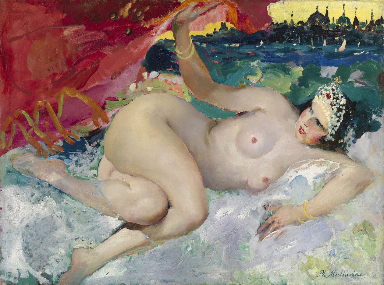 لوحة "Danae" لفيليب أندريفيتش ماليافين (Maliavine) (أو Andreyevich Malyavin) (1869-1940) مجموعة خاصة بواسطة فيليب أندرييفيتش ماليافين