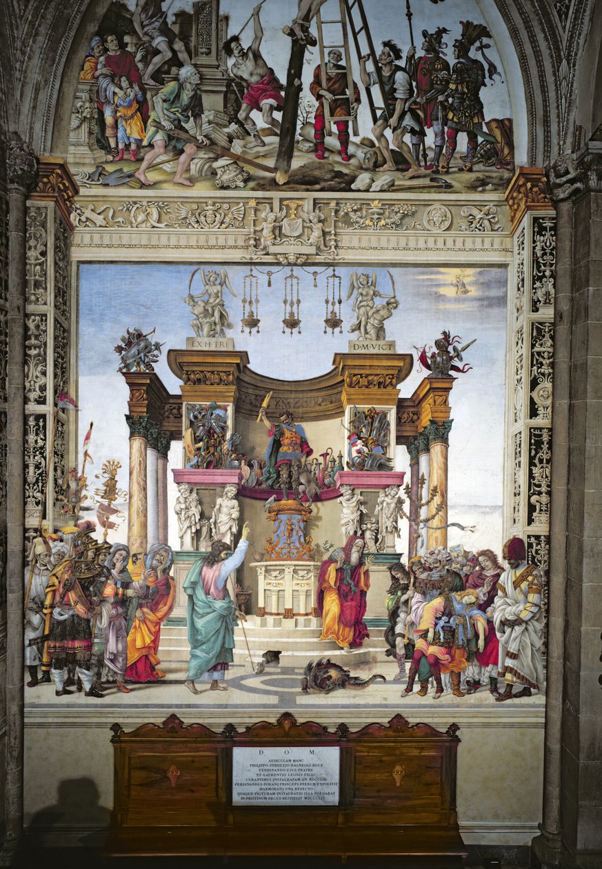 القديس فيليب يزيل الشيطان من معبد المريخ ، الجدار الجنوبي لمصلى ستروزي ، c.1497-1502 بواسطة فلبيني ليبي