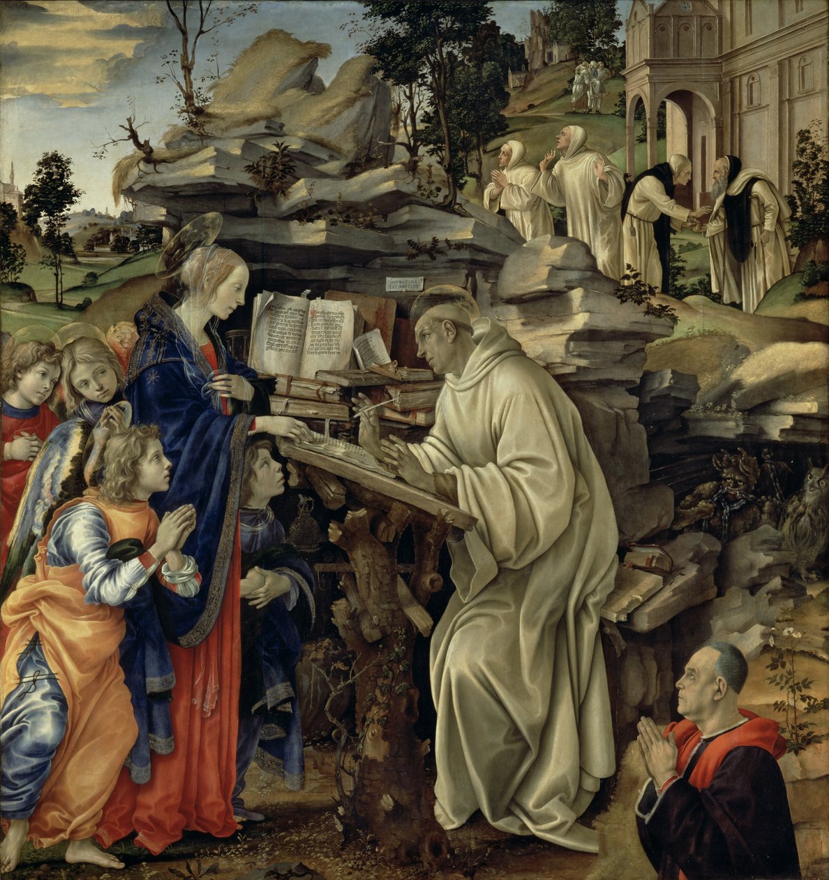 رؤية سانت برنارد ، c.1485-87 (درجة حرارة الزيت على اللوحة) (لمزيد من التفاصيل ، انظر 82733) بواسطة فلبيني ليبي