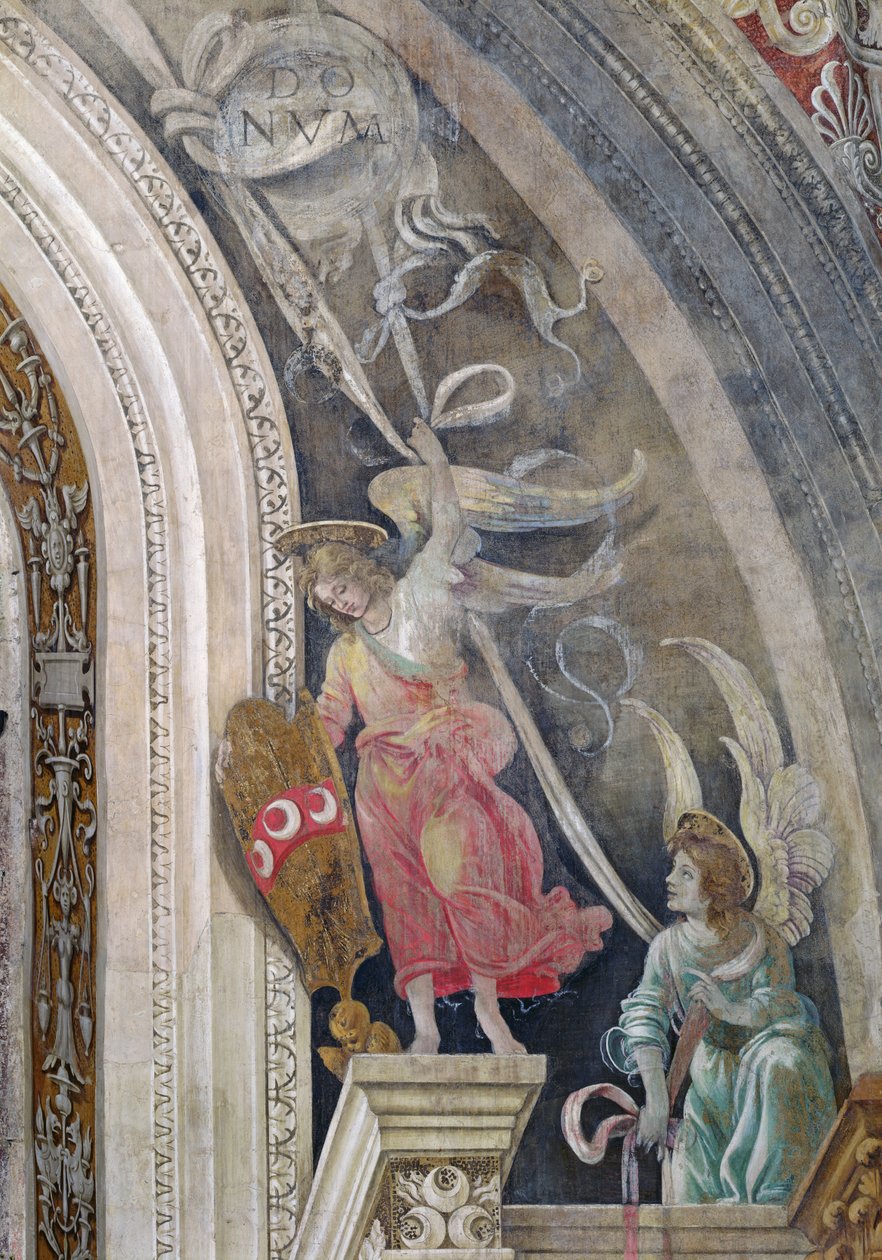 اثنان من الملائكة ، التفاصيل من الجانب الأيمن للجدار الشرقي في Strozzi Chapel ، c.1457-1502 بواسطة فلبيني ليبي