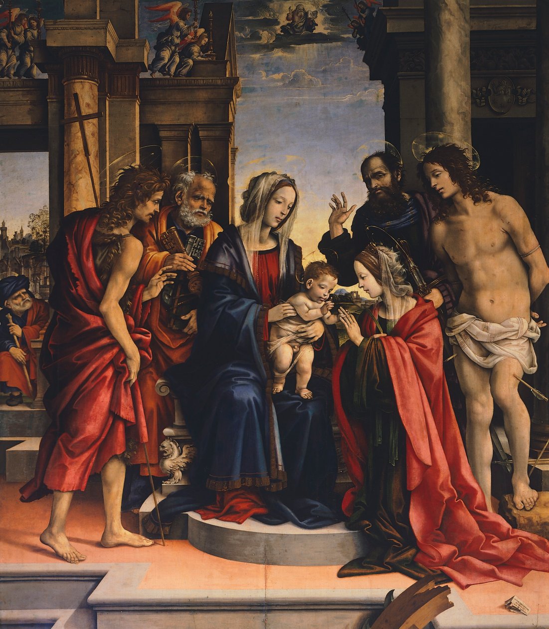 Mystical marriage of Saint Catherine of Alexandria, by Filippino Lippi (1457 ca- 1504), oil on panel, Basilica of San Domenico, Bologna بواسطة فلبيني ليبي