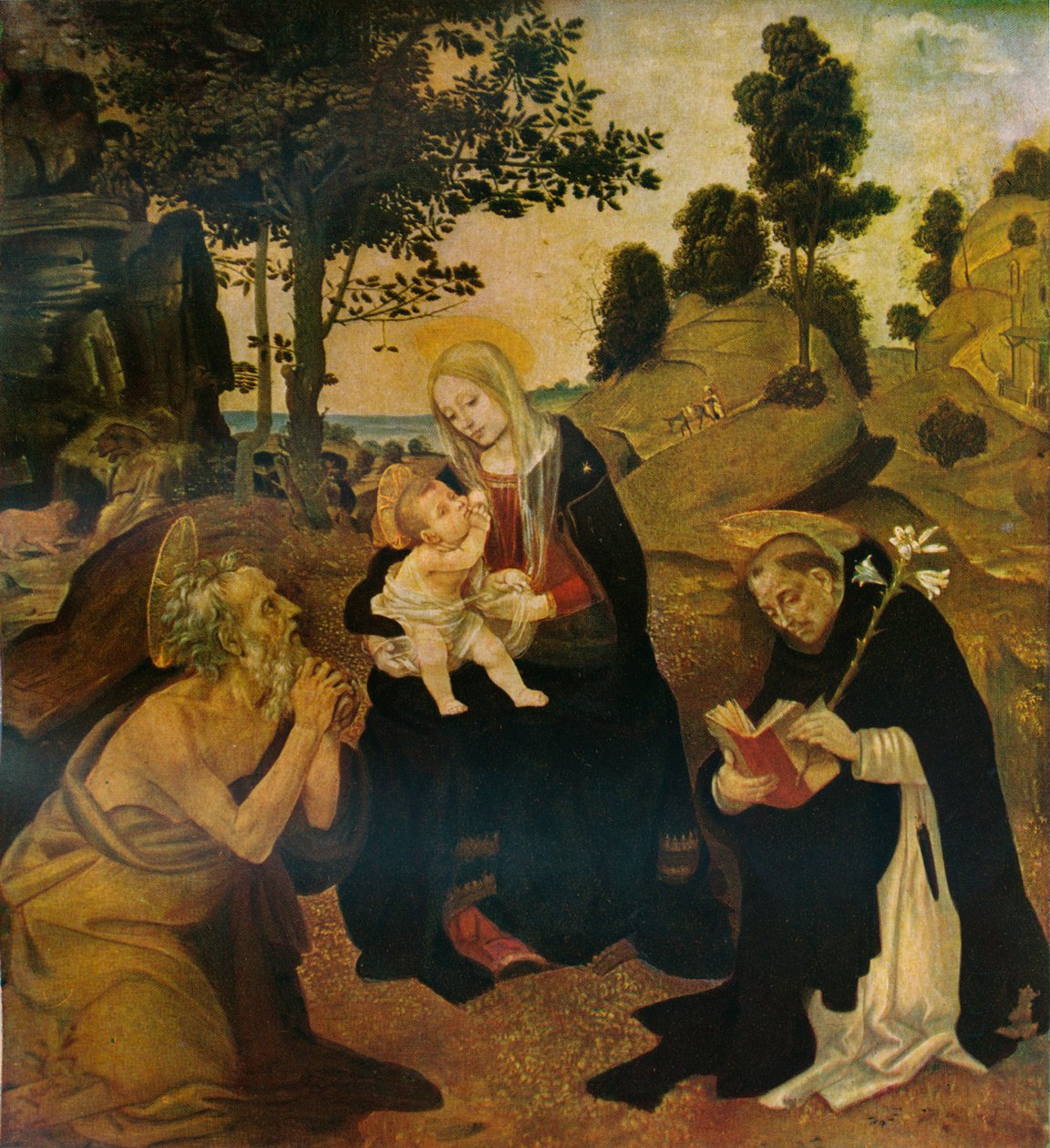 العذراء والطفل مع القديسين جيروم ودومينيك ، c1485 ، 1911 بواسطة فلبيني ليبي
