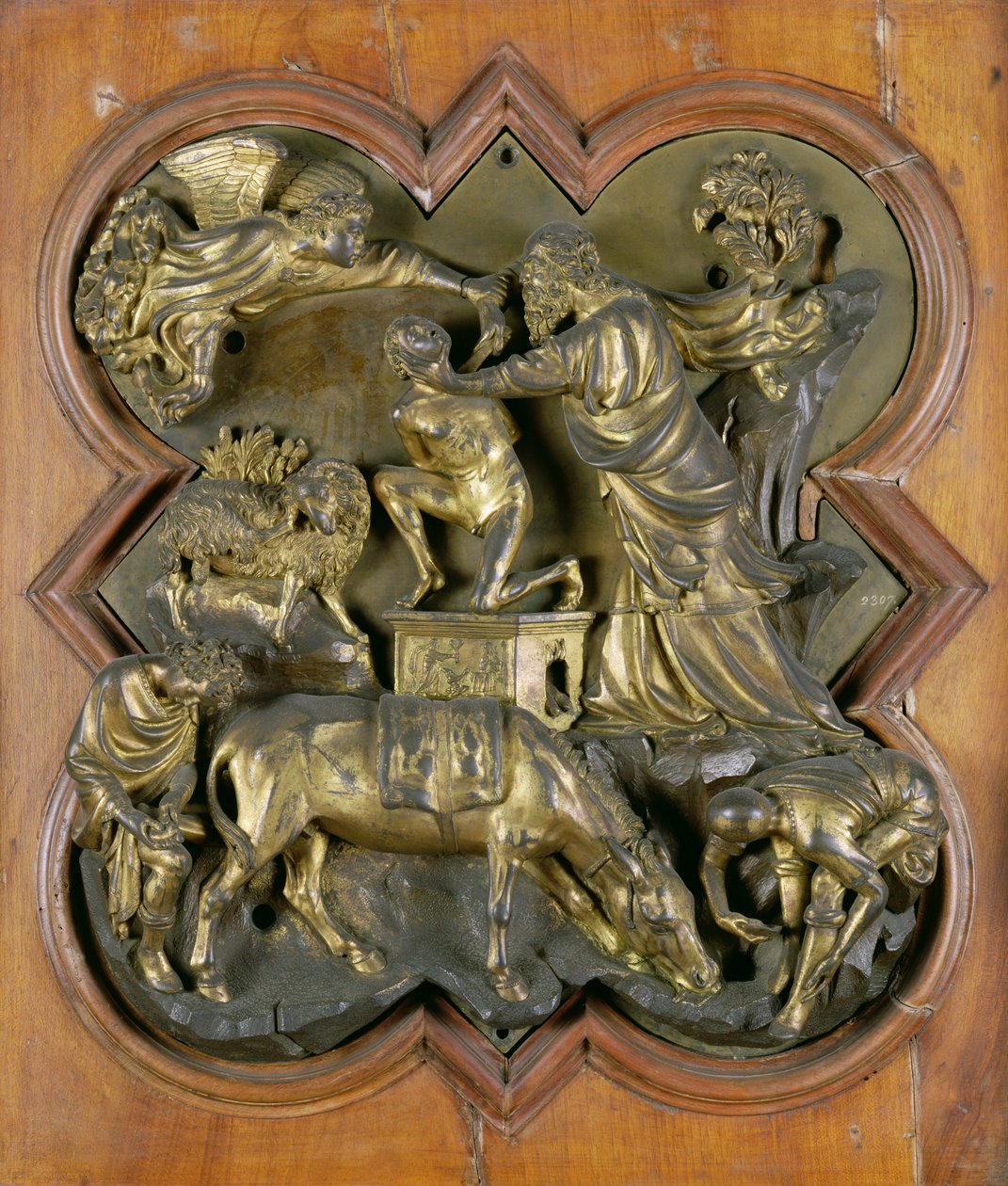The Sacrifice of Isaac ، مسابقة برونزية لأبواب المعمودية ، فلورنسا ، 1401 (برونزية) بواسطة فيليبو برونليسكي
