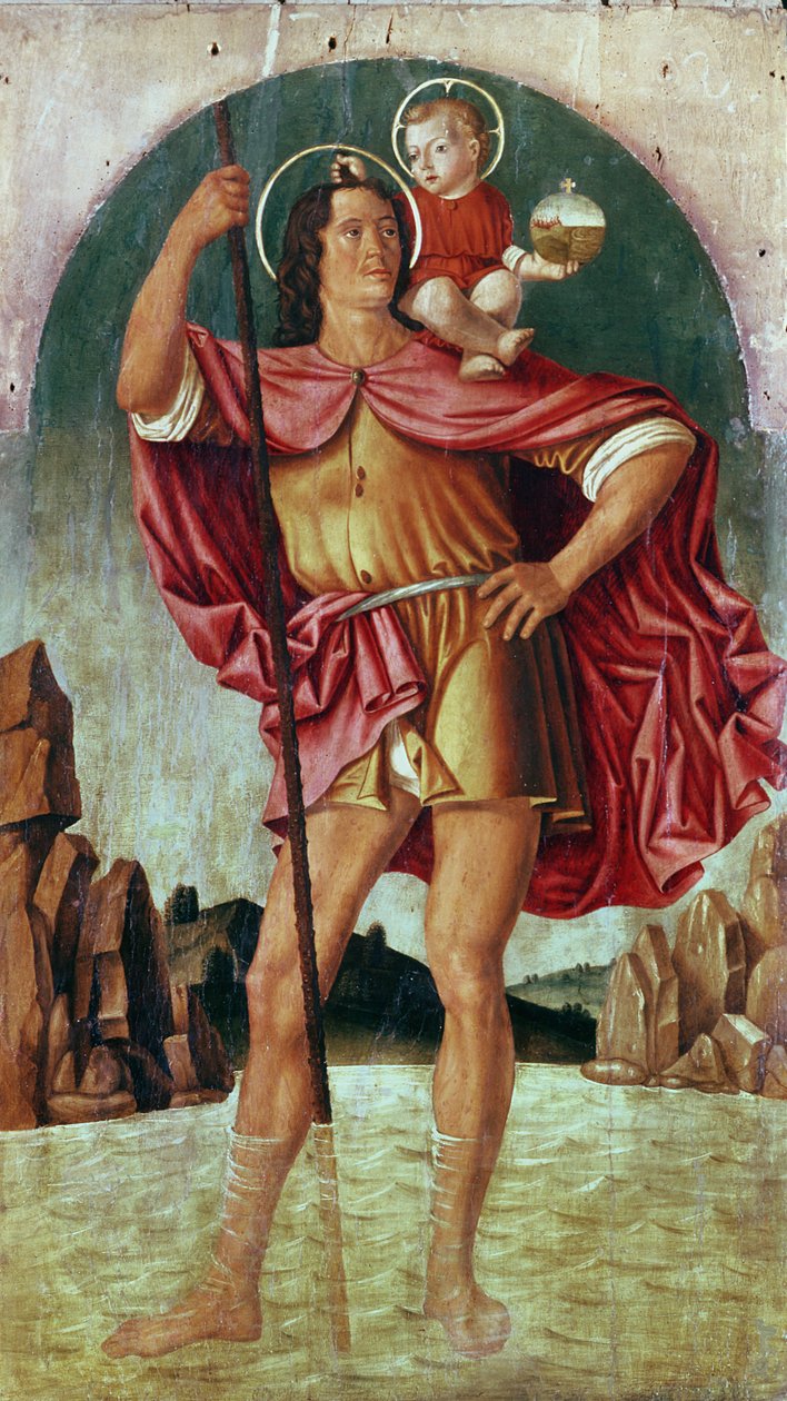 سانت كريستوفر (درجة الحرارة على اللوحة) بواسطة Filippo Mazzola أو Mazzola dell'Erbette