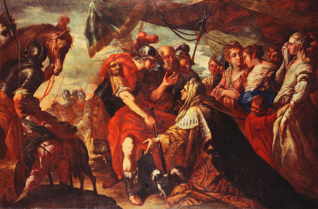 أقنعت كوريولانوس عائلته برفع حصار روما ، c.1660-61 بواسطة فيليبو أبياتي