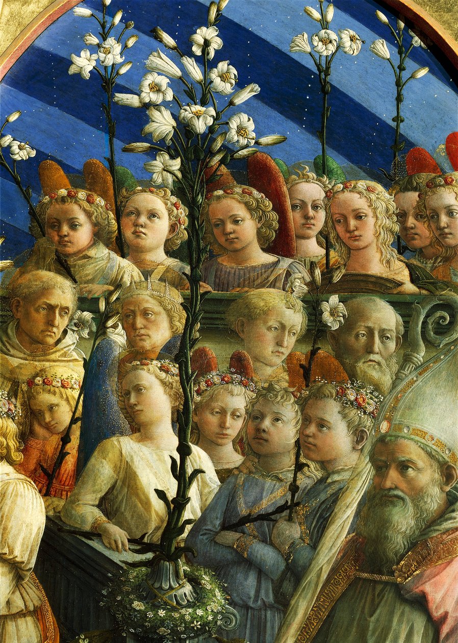 Incoronazione Maringhi أو تتويج العذراء بواسطة Filippo Lippi (حوالي 1406-1469) ، تمبرا على خشب ، 200x287 سم ، التفاصيل بواسطة فيليبو ليبي