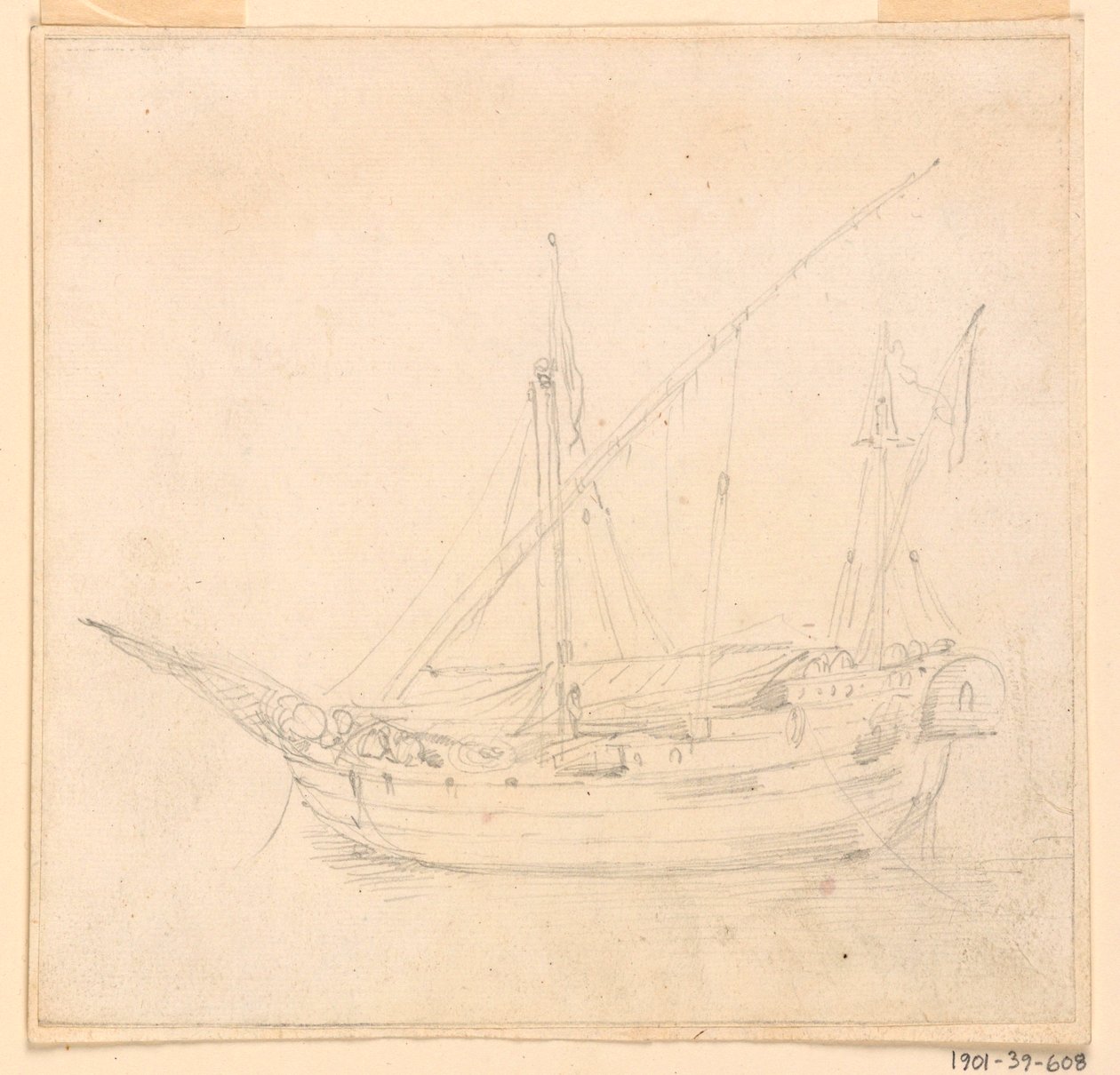 رسم، سفينة شراعية، حوالي عام 1780 بواسطة فيليبو ماركيوني