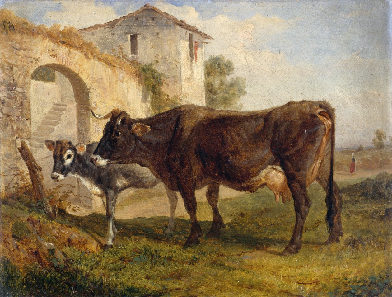 العودة من المرعى، للفنان فيليبو باليزي (1818-1899)، زيت على ورق، 32 × 24 سم، إيطاليا بواسطة فيليبو باليزي