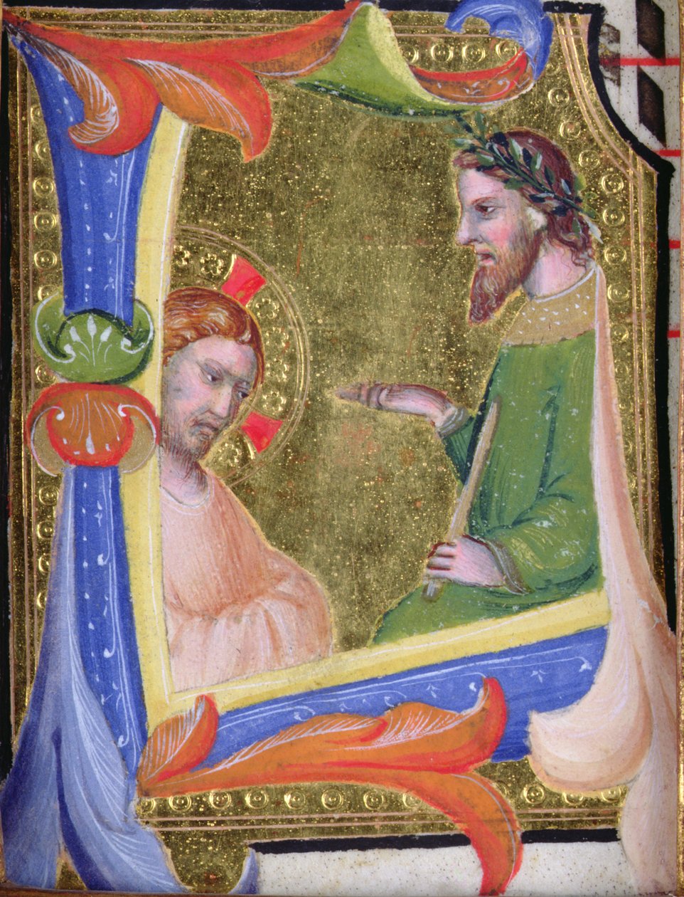 المسيح أمام بيلاطس ، في الأحرف الأولى المؤرخة ، c.1403-05 (الرق والذهب) بواسطة Filippo di Matteo Torelli