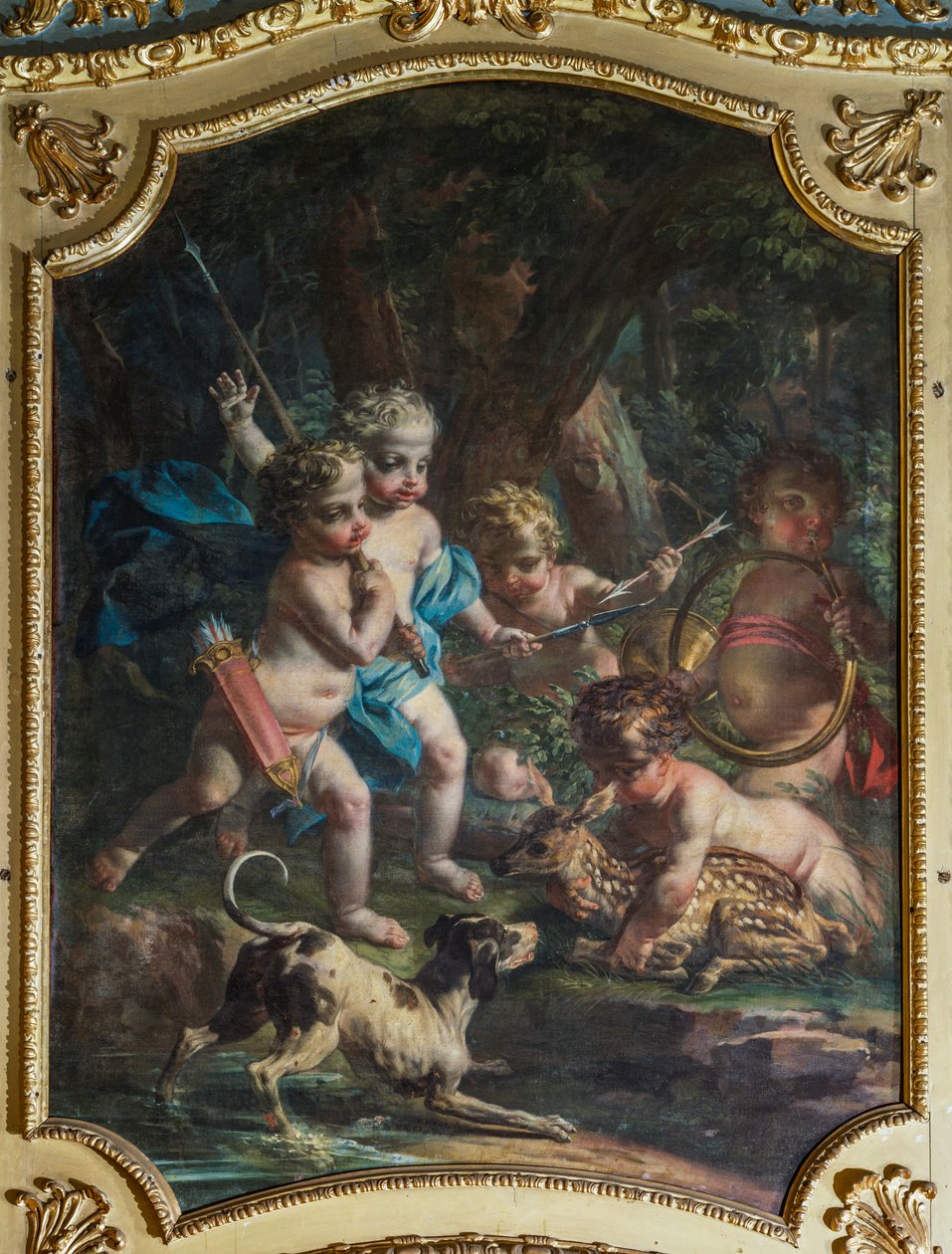 Decorative panel depicting cherubs, Hunting palace of Stupinigi, by Filippo Juvarra (1678-1736) بواسطة فيليبو أو جوفارا جوفارا