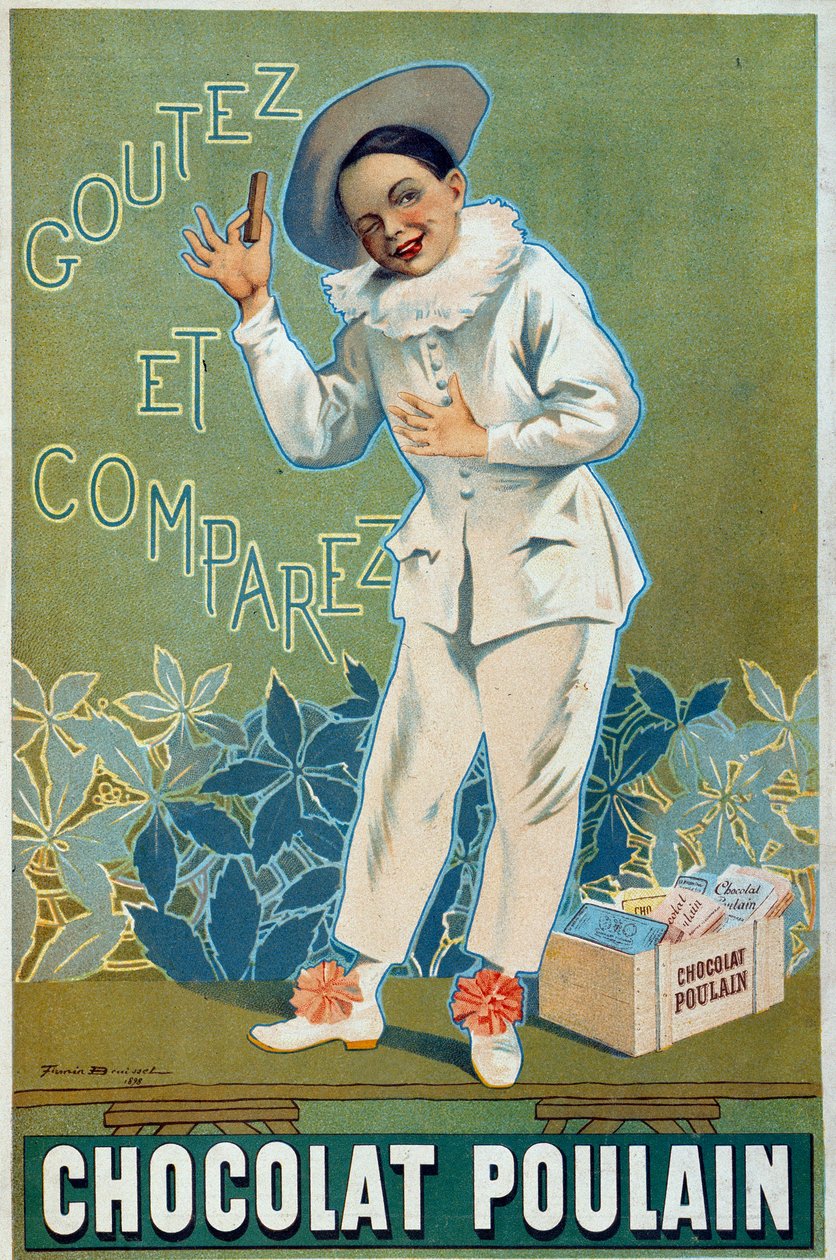 إعلان ملصق بواسطة Firmin Etienne Bruisset (1859-1925) لـ Chocolat Poulain "" Goutez et Compararez "" بواسطة فيرمين بويسيه