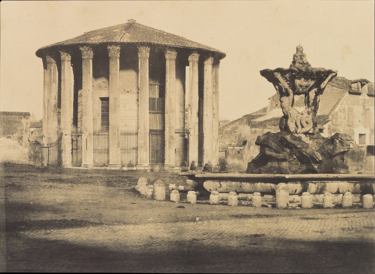 معبد فيستا ونافورة ، بيازا بوكا ديلا فيريتا ، كاليفورنيا. 1855. بواسطة فيرمين يوجين لو ديان.