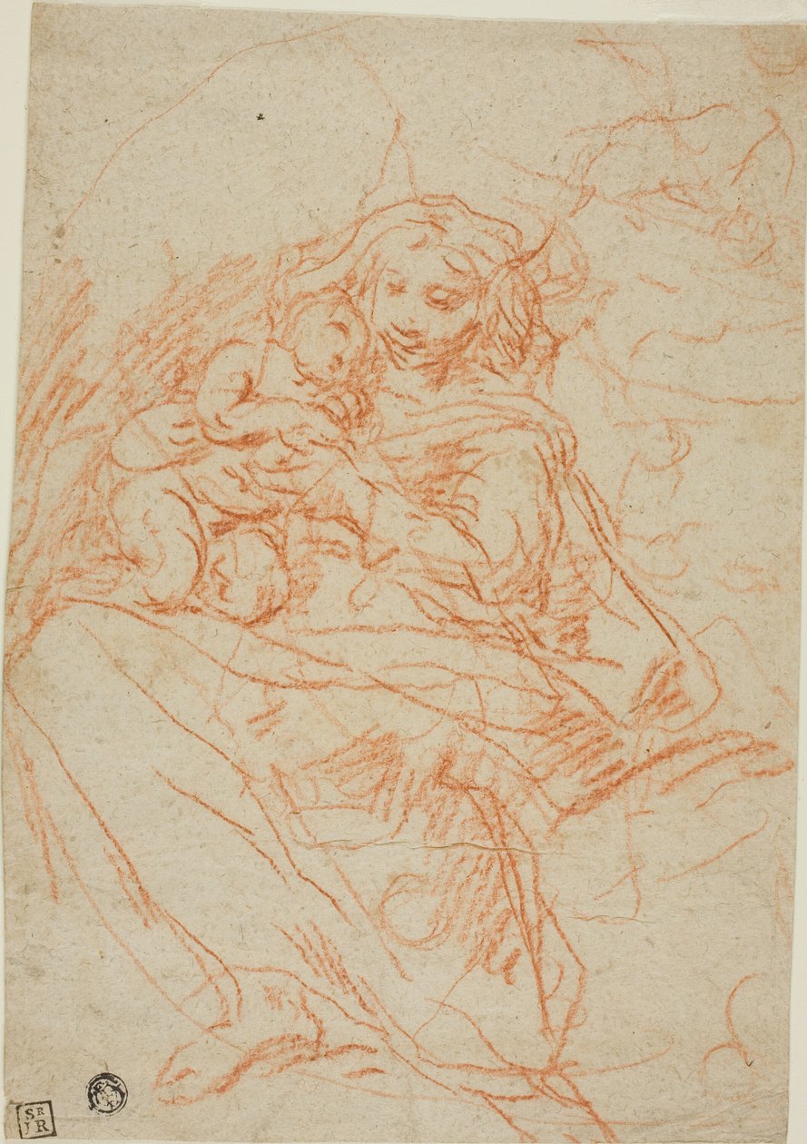 العذراء والطفل (وجه) ؛ جزء من رسم Altarpiece (ظهر) بواسطة فلامينيو توري