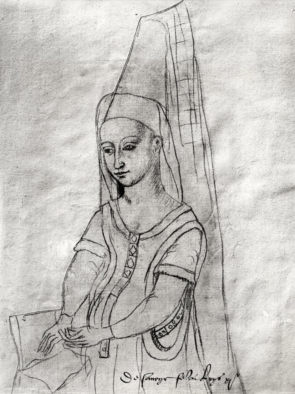 شارلوت دي سافوي (c.1442-83) زوجة لويس الحادي عشر (1422-1483) من "الفحم على الورق" (فحم على الورق) بواسطة المدرسة الفلمنكية