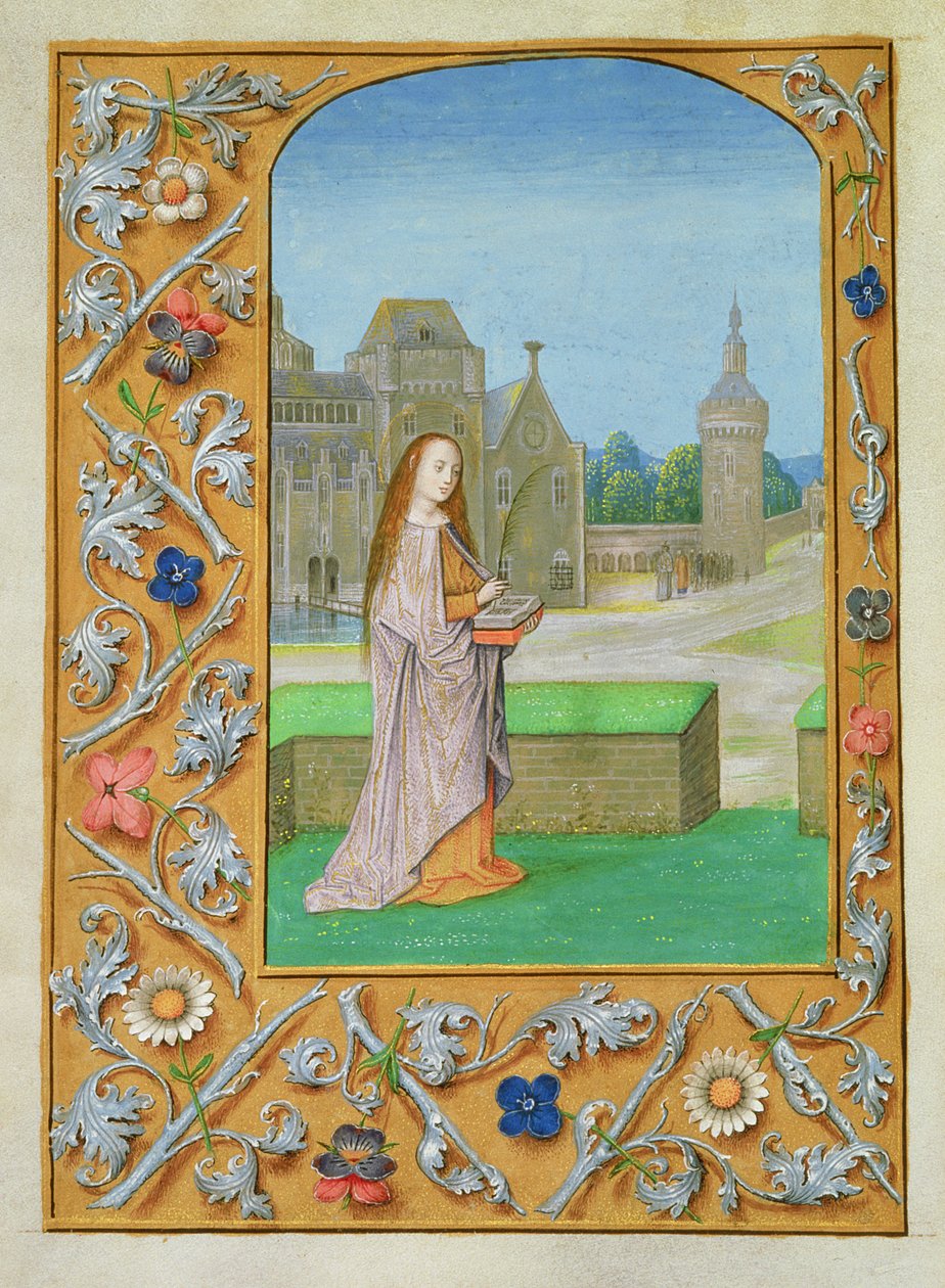 أضف 54782 f.70v St. Barbara ، من Hastings Hours، c.1475-83 (ورق) بواسطة المدرسة الفلمنكية