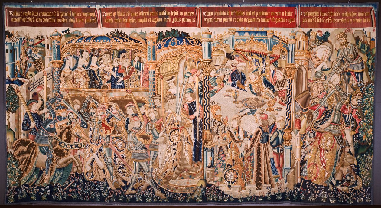 نسيج فلمنكي. سلسلة تاريخ طيبة (De geschiedenis van Thebe-La Historia de Tebas): Tidio and Polyneses (Tideus en Polineikes ، Tidio y Polyneces). حوالي 1490-1500. بواسطة المدرسة الفلمنكية