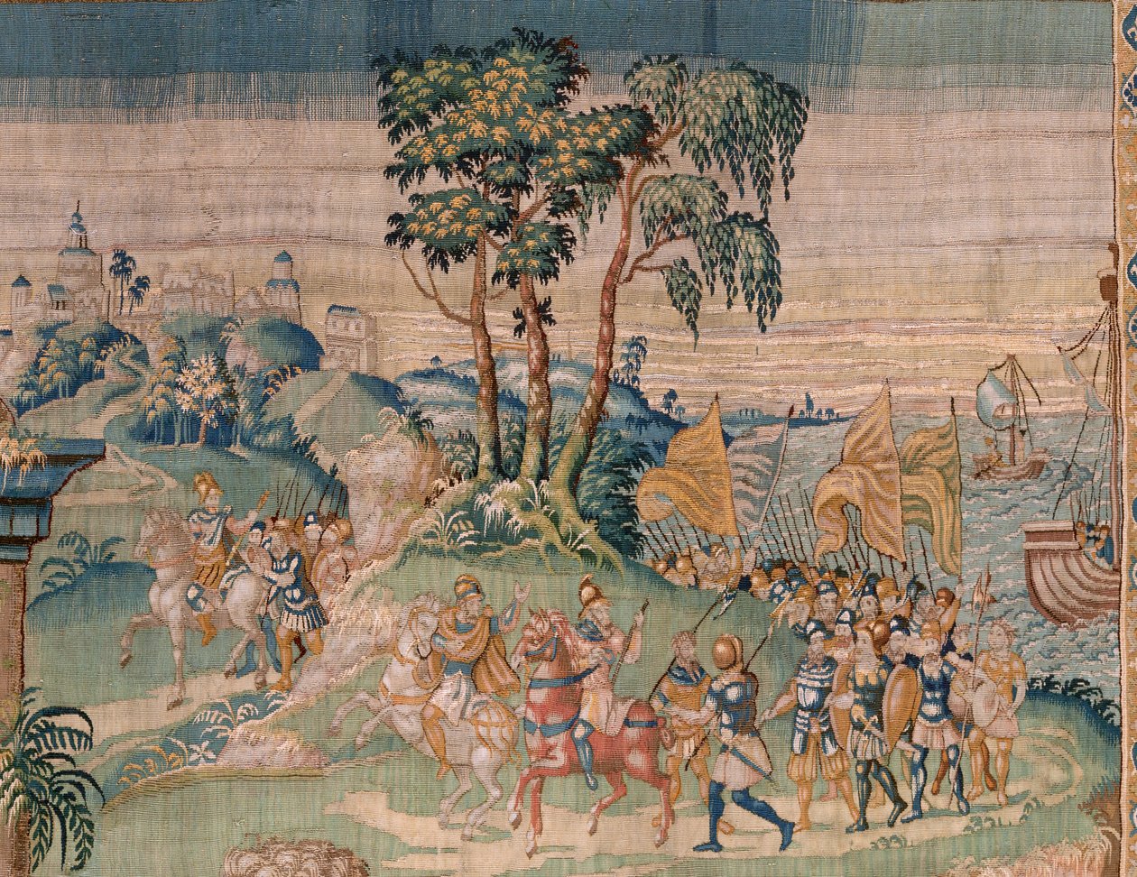 نسيج فلمنكي. يُعرض على الإسكندر تاج. استوديو Oudenaarde. 384x316 سم. رقم الفاتورة (83024) -5 / 00009. القرن السابع عشر. بواسطة المدرسة الفلمنكية