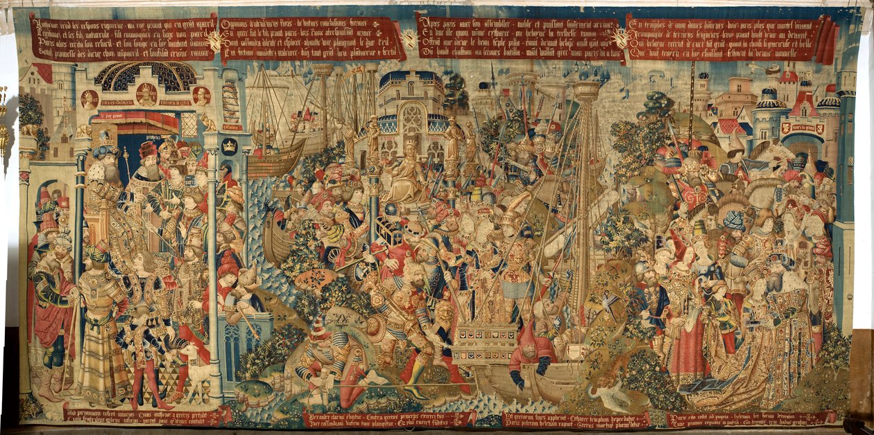 نسيج فلمنكي. اختطاف هيلينا / دي شاكينغ فان هيلينا). حوالي 1475-1495 بواسطة المدرسة الفلمنكية