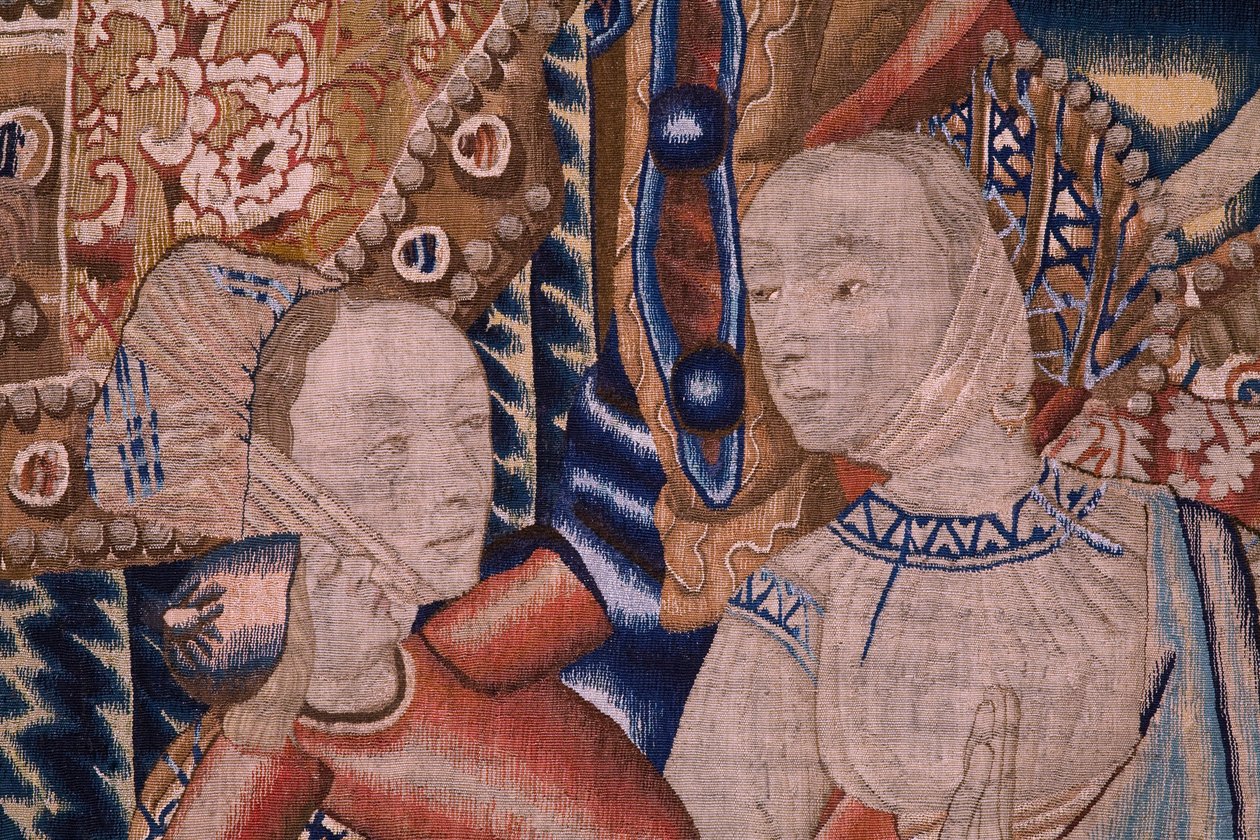نسيج فلمنكي. عبور البحر الأحمر (باسو ديل مار روجو). كاليفورنيا 1490. التفاصيل. بواسطة المدرسة الفلمنكية