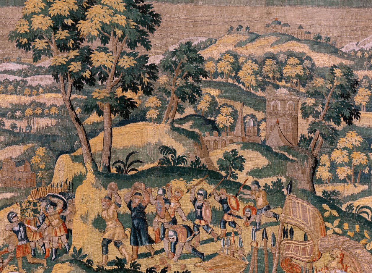 نسيج فلمنكي. مسلسل قصة سايروس. يأمر No VI Tomyris بغمس رأس Cyrus في وعاء دم (Tomiris manda sumergir la cabeza de Ciro en un reciente lleno de sangre). مجهول ، استنادًا إلى ميشيل كوكسي. أتيليه أنتويرب. الحرير ووو بواسطة المدرسة الفلمنكية