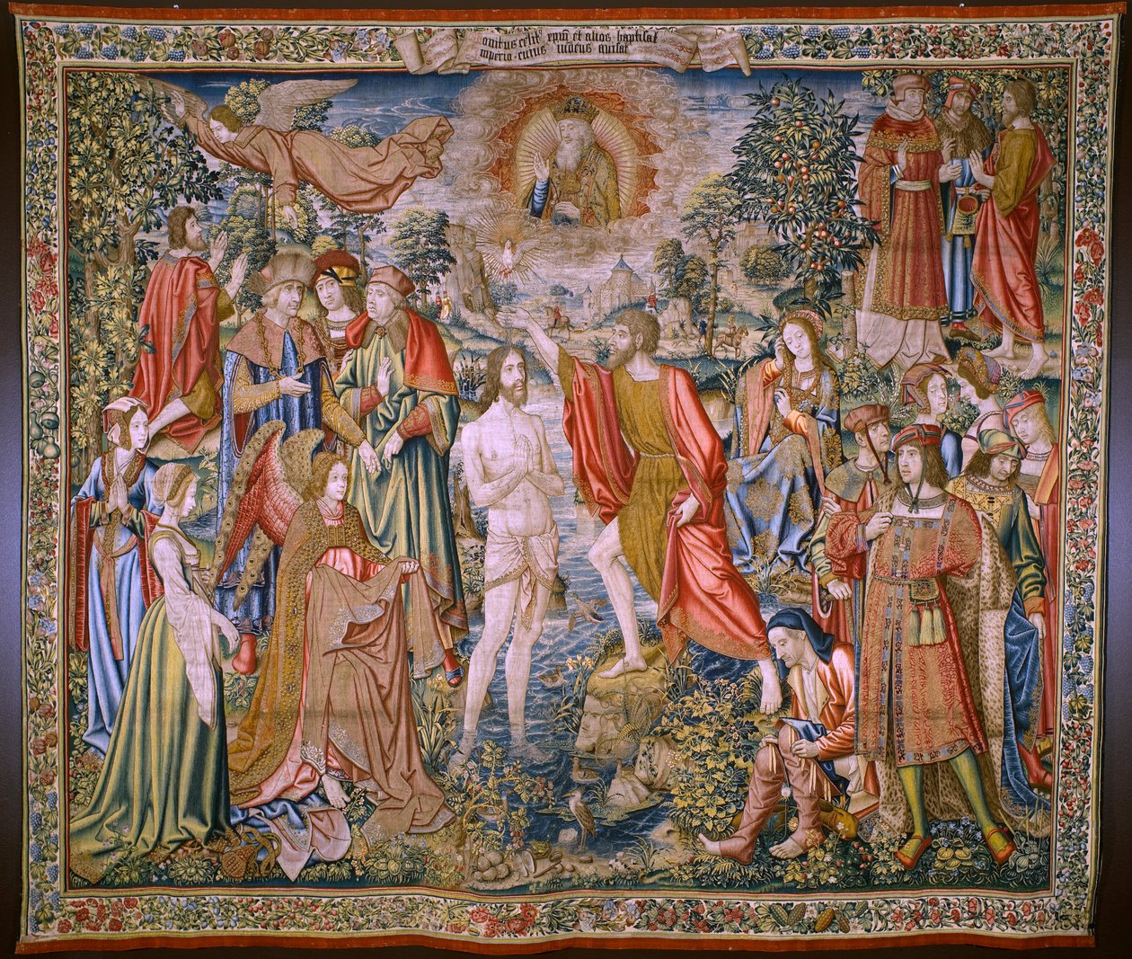 نسيج فلمنكي. سلسلة تاريخ القديس يوحنا المعمدان: معمودية المسيح (Het doopsel van Christus). مشغل بروكسل. 1515-1520. بواسطة المدرسة الفلمنكية